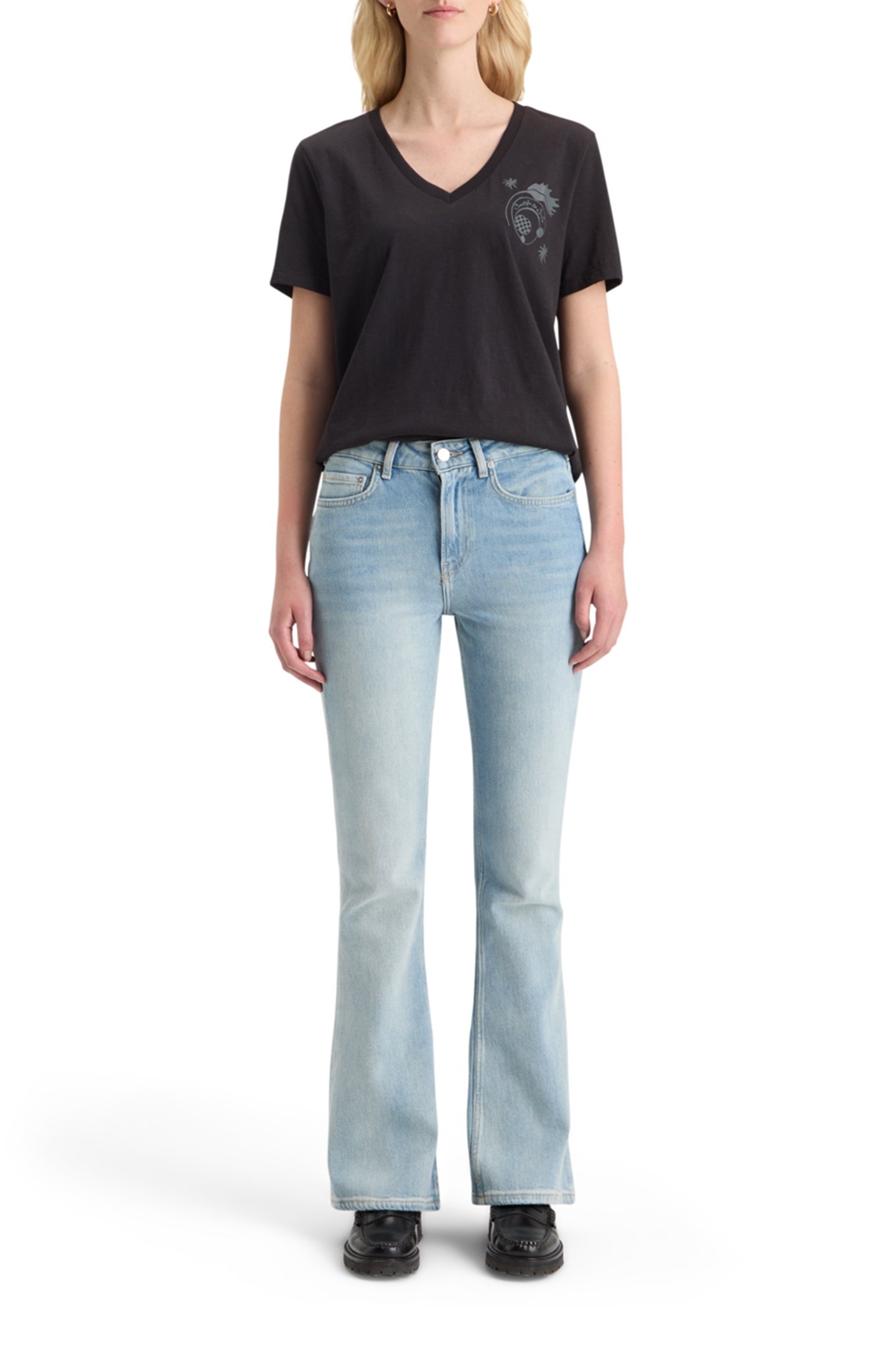 SLUB V-NECK REGULAR FIT T-SHIRT EVENING BLACK 3