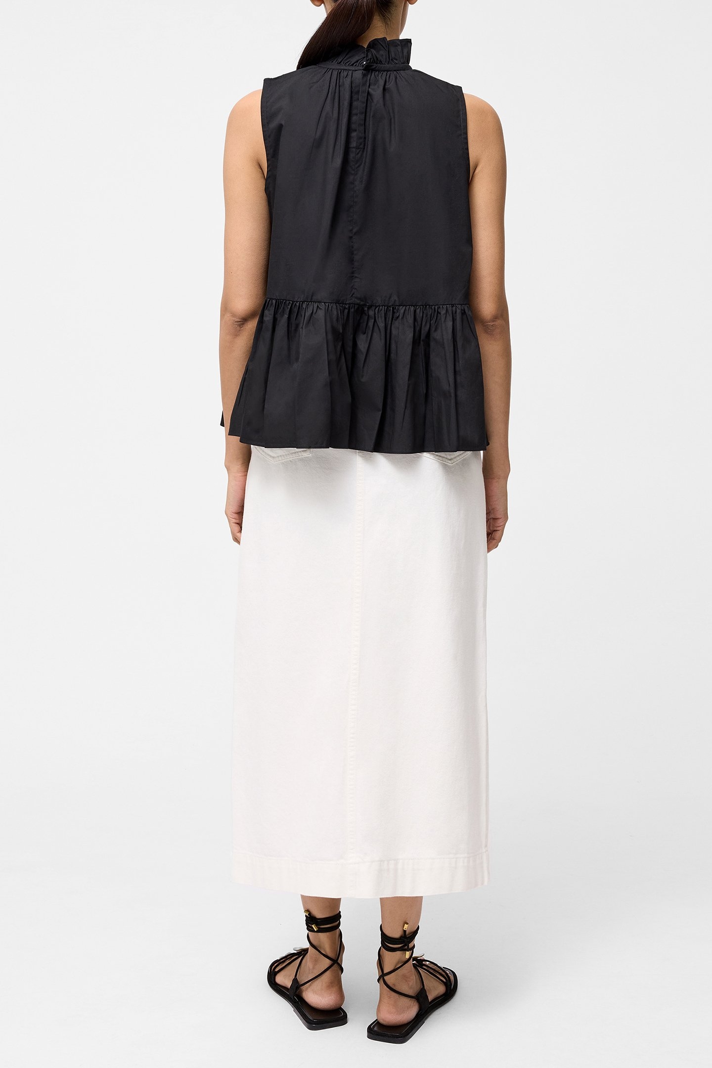 HIGH NECK SLEEVELESS POPLIN TOP BLACK 2