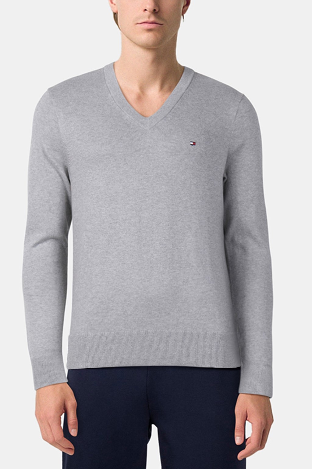 V-AUSSCHNITT-PULLOVER RELAXED FIT SWEATER LIGHT GREY HEATHER 1