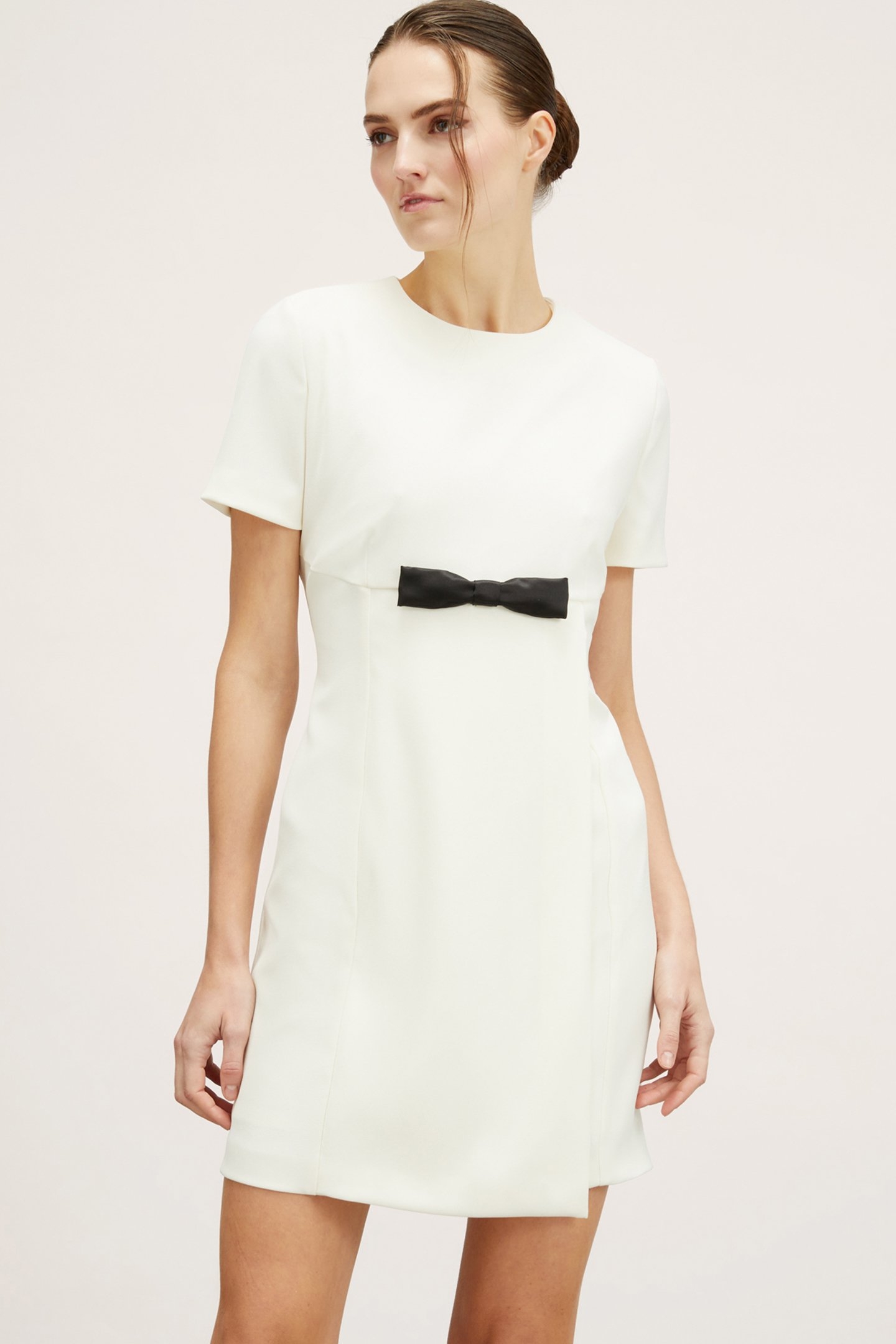 SHEATH DRESS WITH BOW WHITE 1