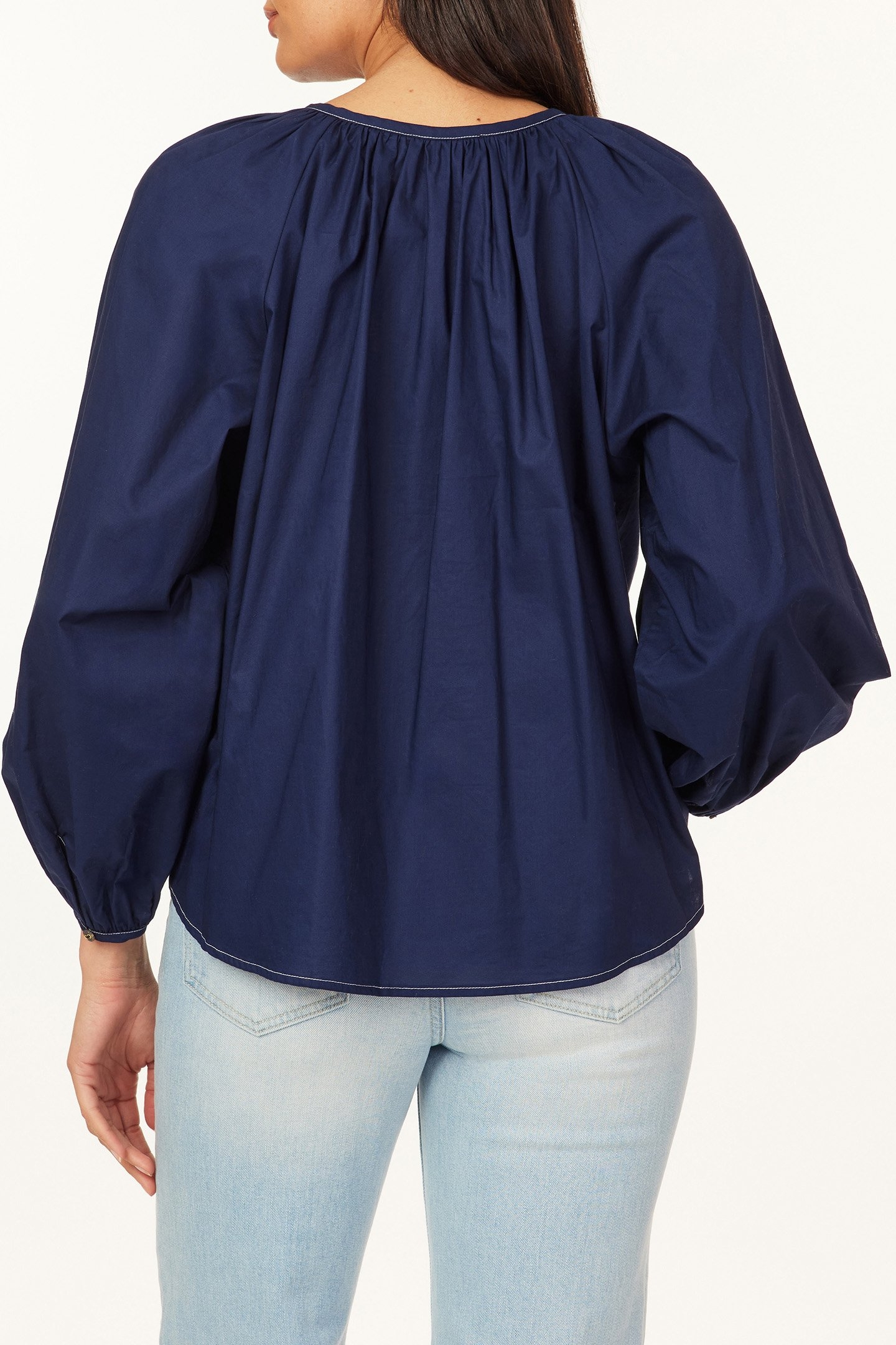 LONG SLEEVE WOVEN TOP MARITIME BLUE 2
