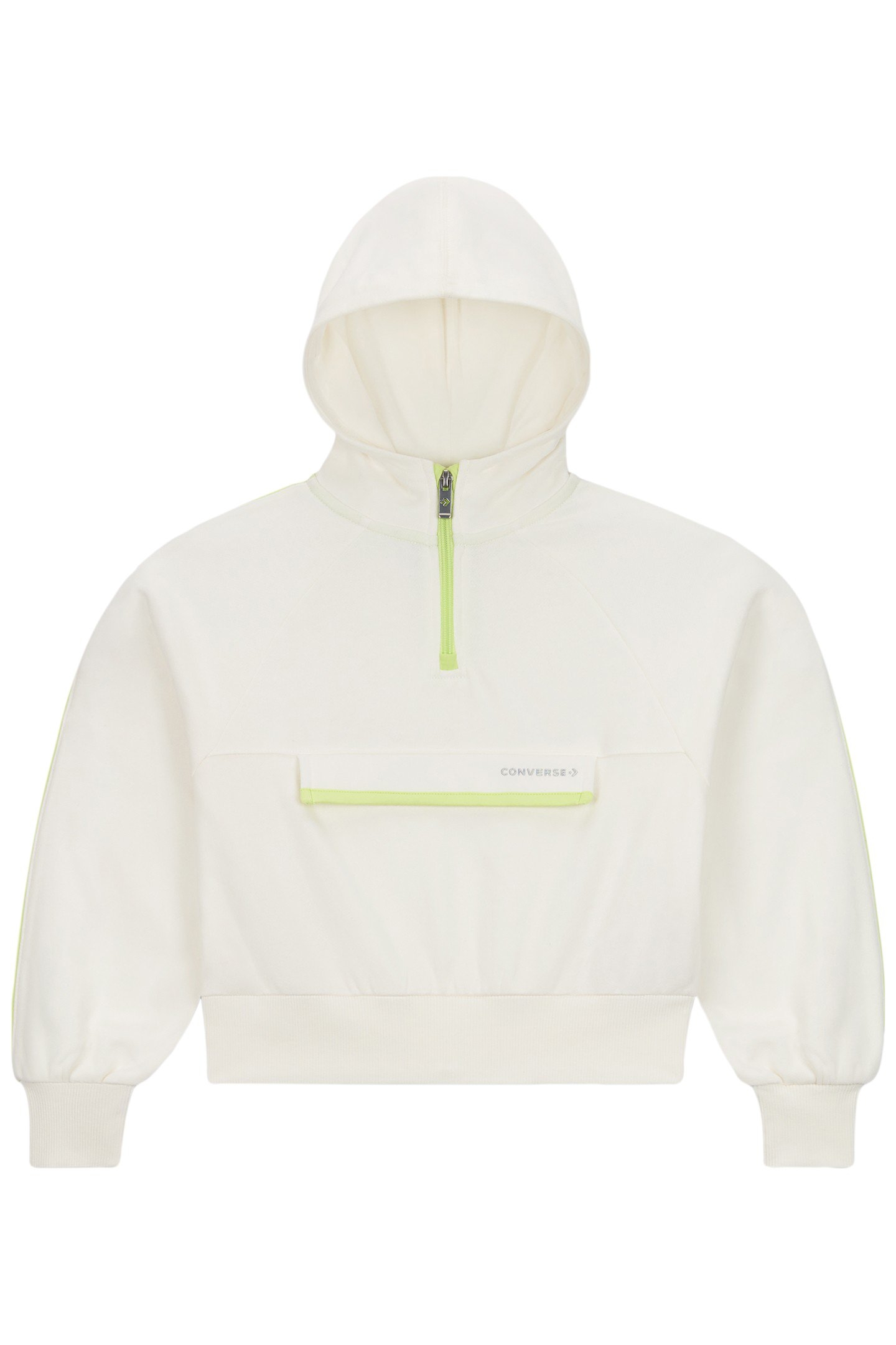 HALF-ZIP BOXY HOODIE EGRET 1