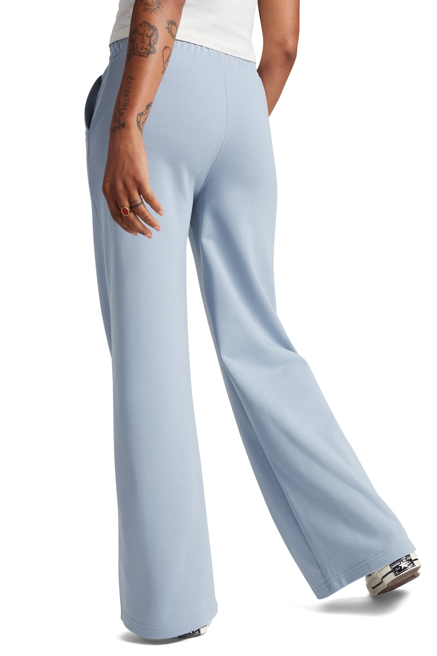 KNIT WIDE LEG PANTS WET STONE 2