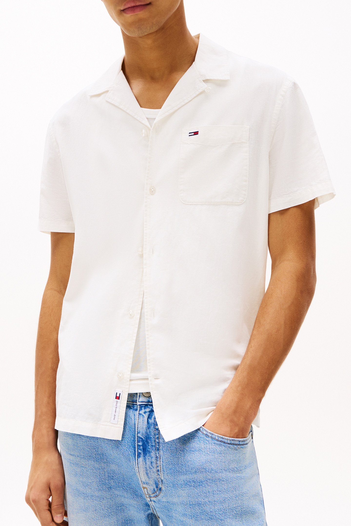 TJM LINEN BLEND CAMP REGULAR FIT SHORT SLEEVE SHIRT ECRU 1