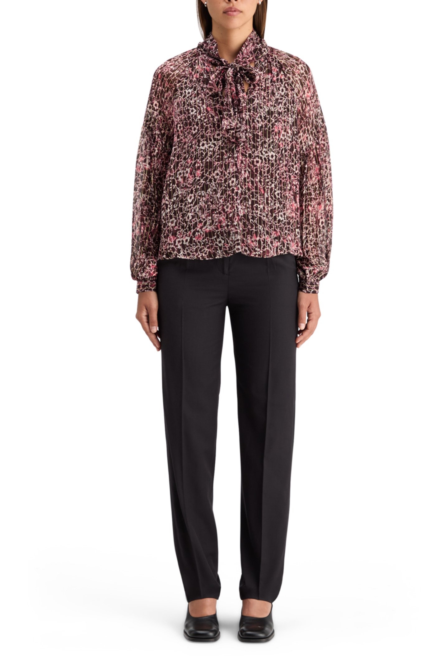 LUREX TOP WITH BOW NECK SHIBORI FLORAL PINK 3