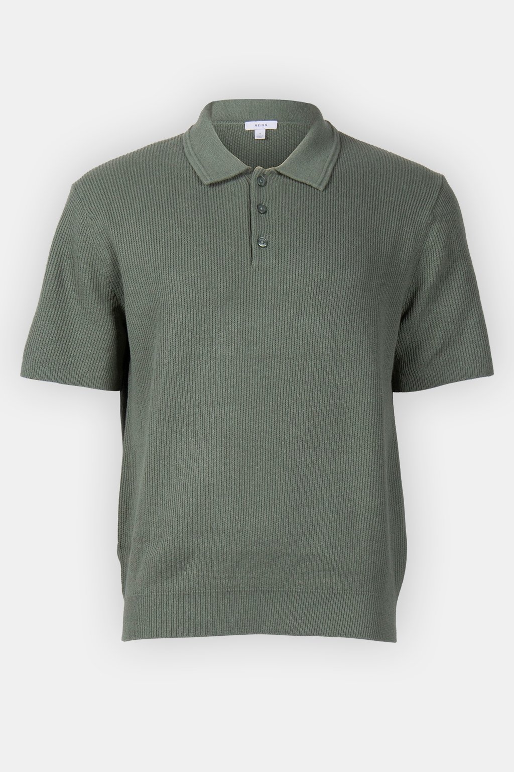 LINEN BLEND BUTTON POLO SAGE 3