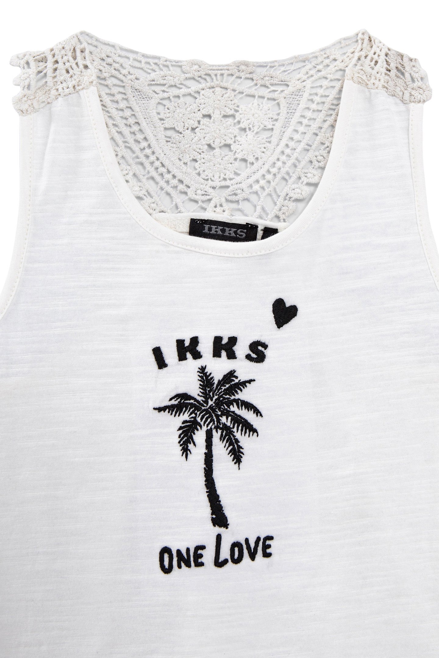 GIRLS' ECRU ORGANIC COTTON VEST TOP WITH MACRAMÉ LACE BACK 3