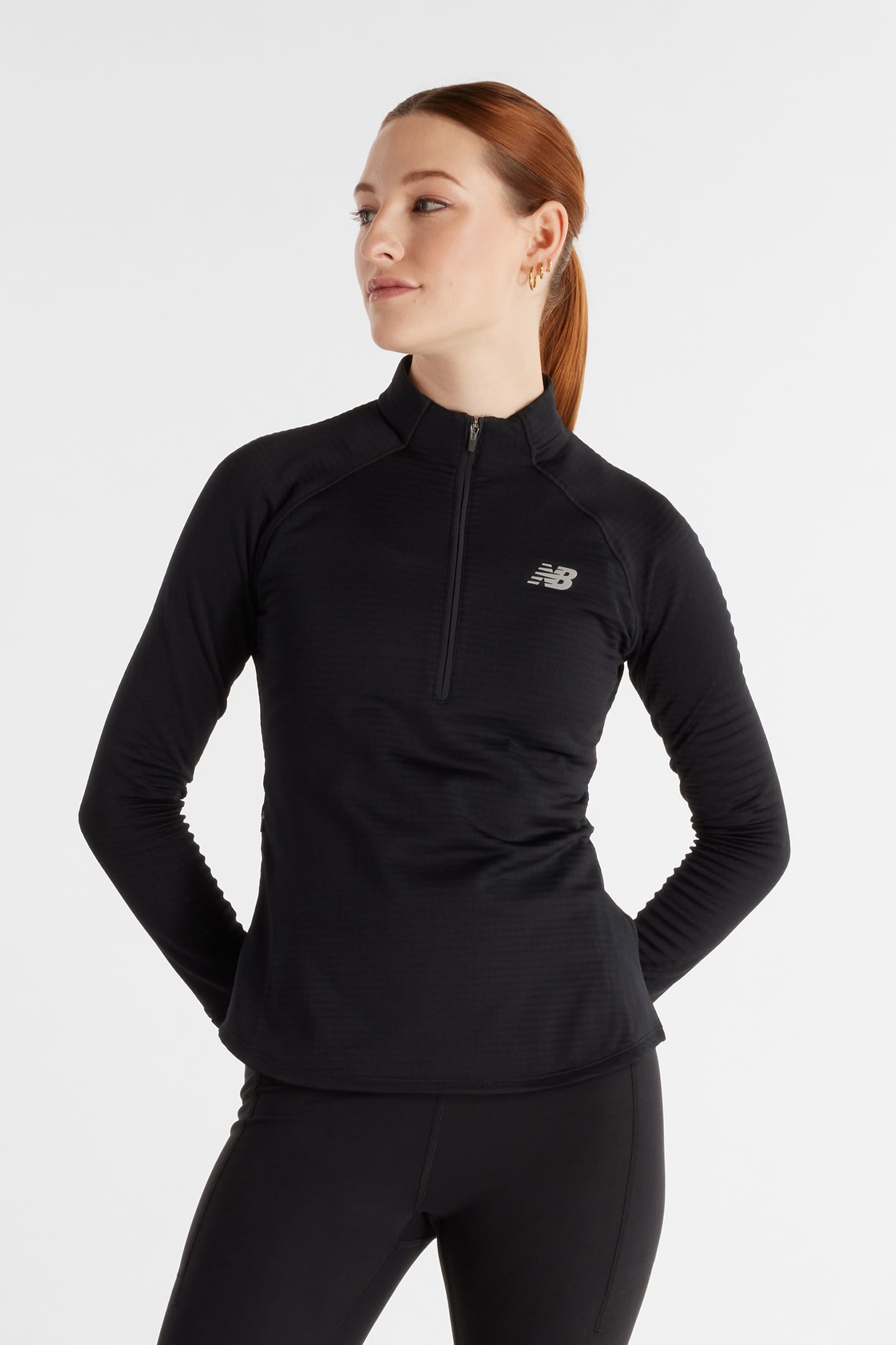 ATHLETICS HEAT GRID 1/2 ZIP TOP IN BLACK (BK) 1
