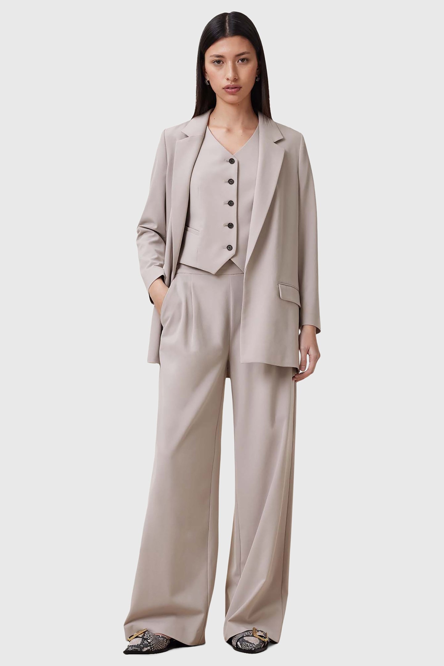 ALEIDA TRI WAISTCOAT GREIGE BROWN 5