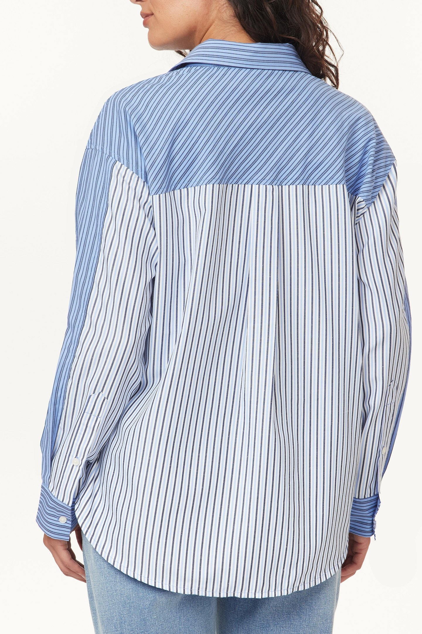 STRIPE BLOCK LS SHIRT BLUE/WHITE 2