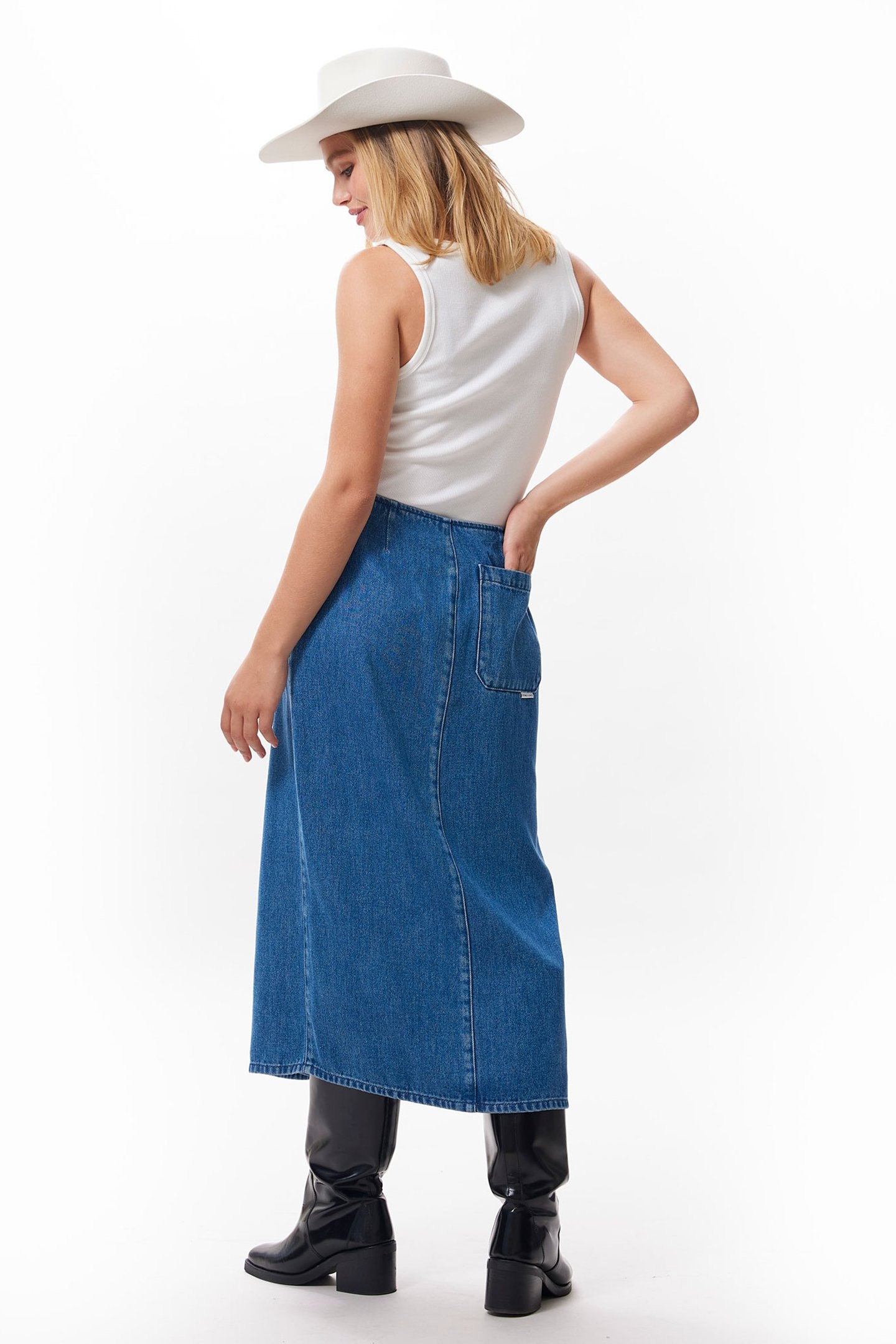 DENIM WRAP SKIRT MEDIUM BLUE 4