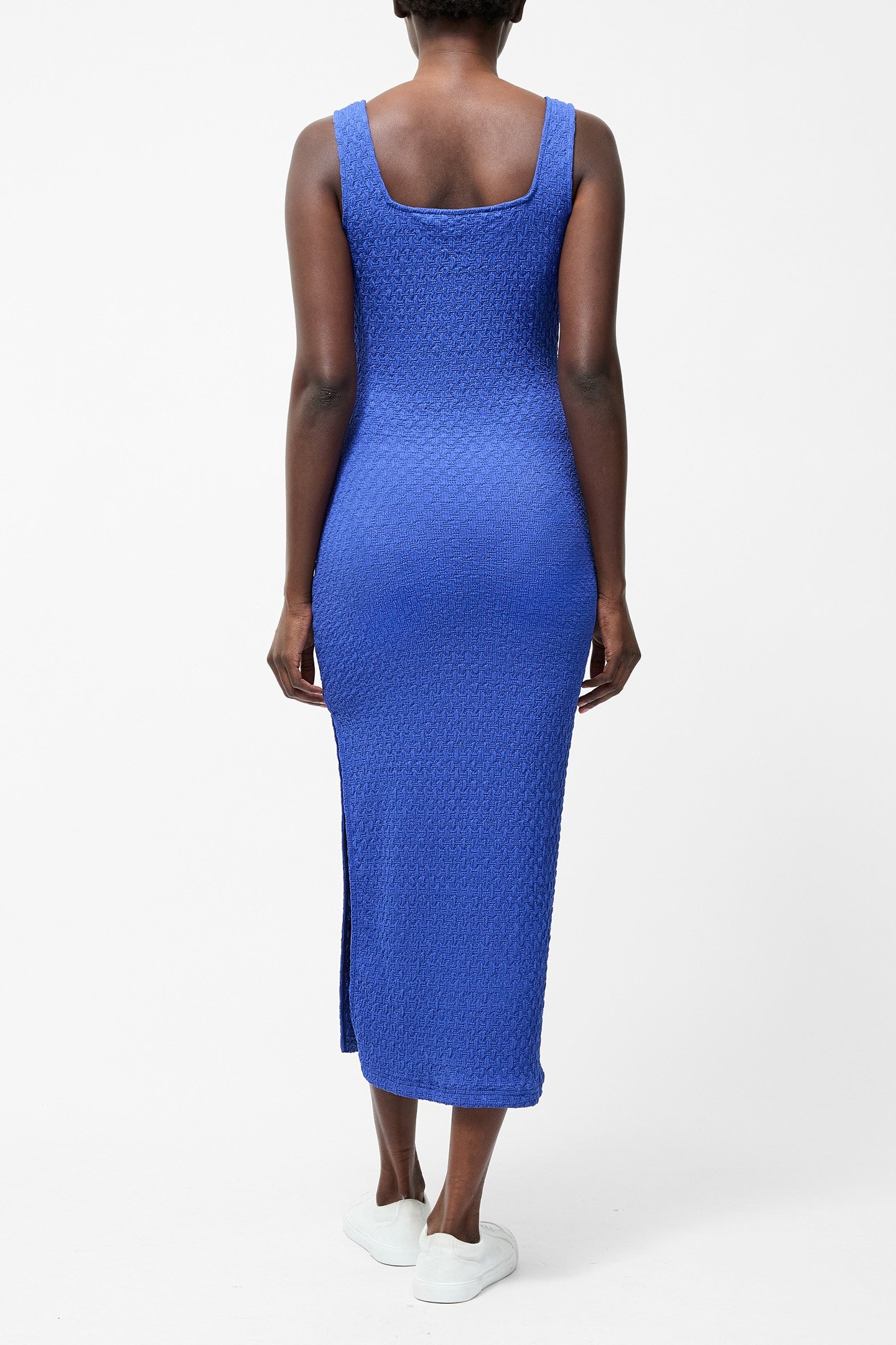 TEXTURED SQUARE NECK MAXI DRESS ROYAL BLUE 2