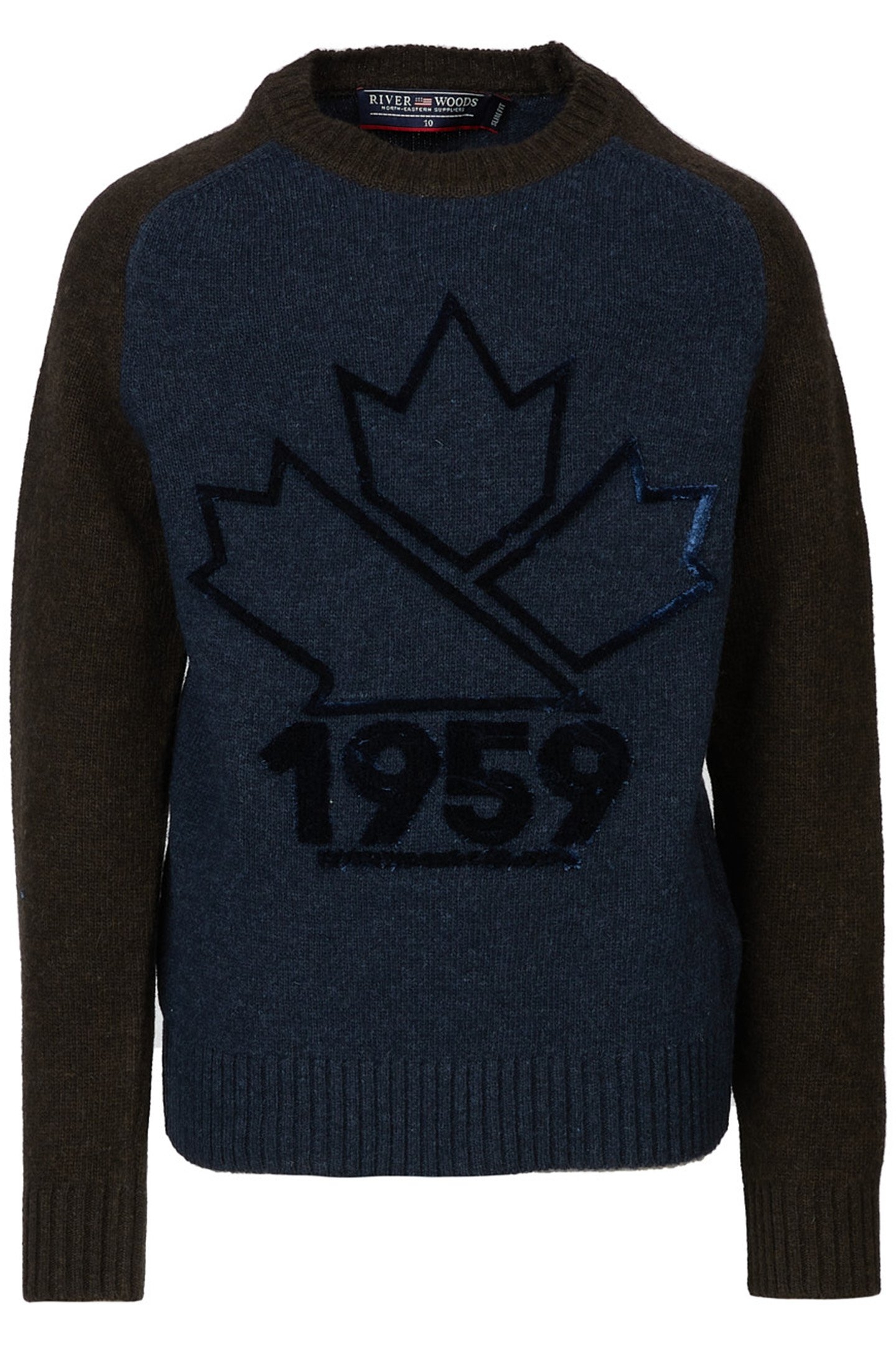 TRICOLORE PULLOVER WITH RAGLAN SLEEVES IN BLUE 1