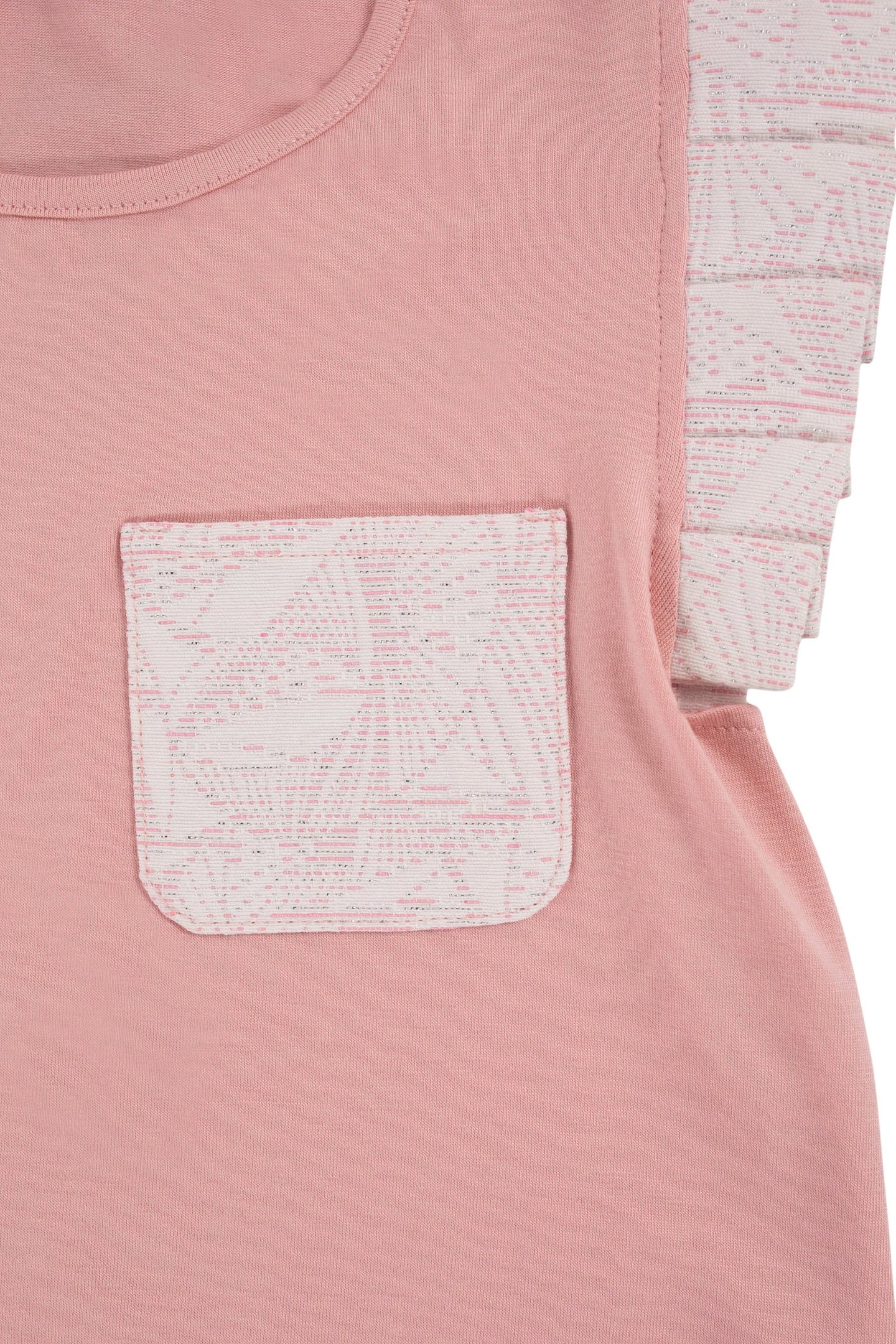 PINK T-SHIRT WITH PLEATED JACQUARD SLEEVES FOR GIRLS 3