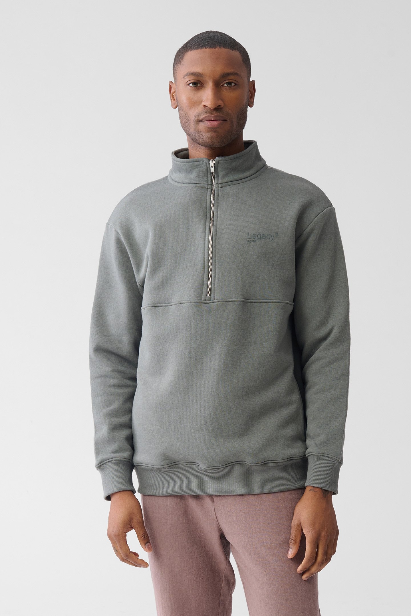 MA-SBHALF ZIP SWEATER ARMYGREEN 1