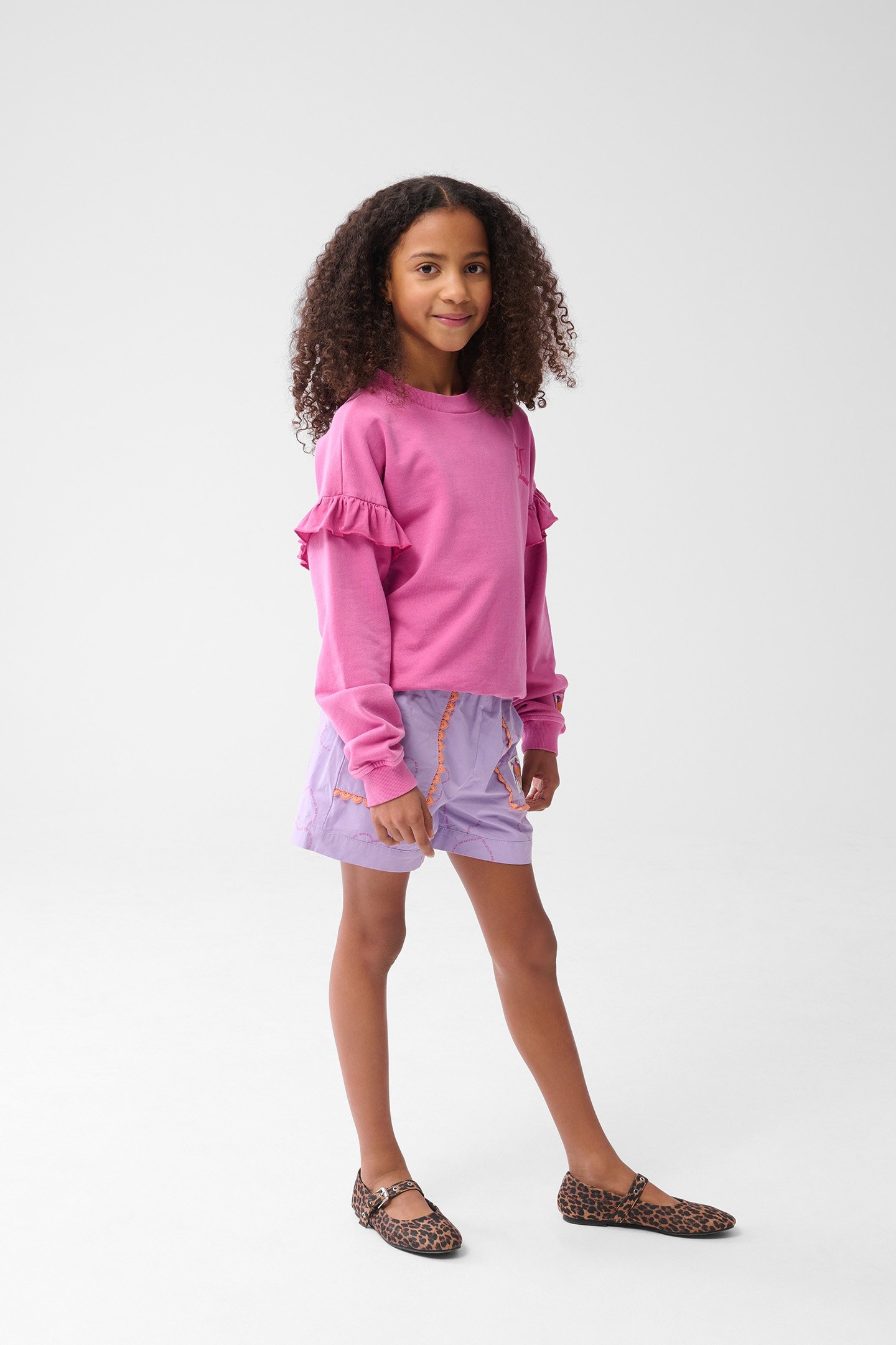 GIRLS GAM-SBLIZZY RUFFLE SWEAT PINK 1