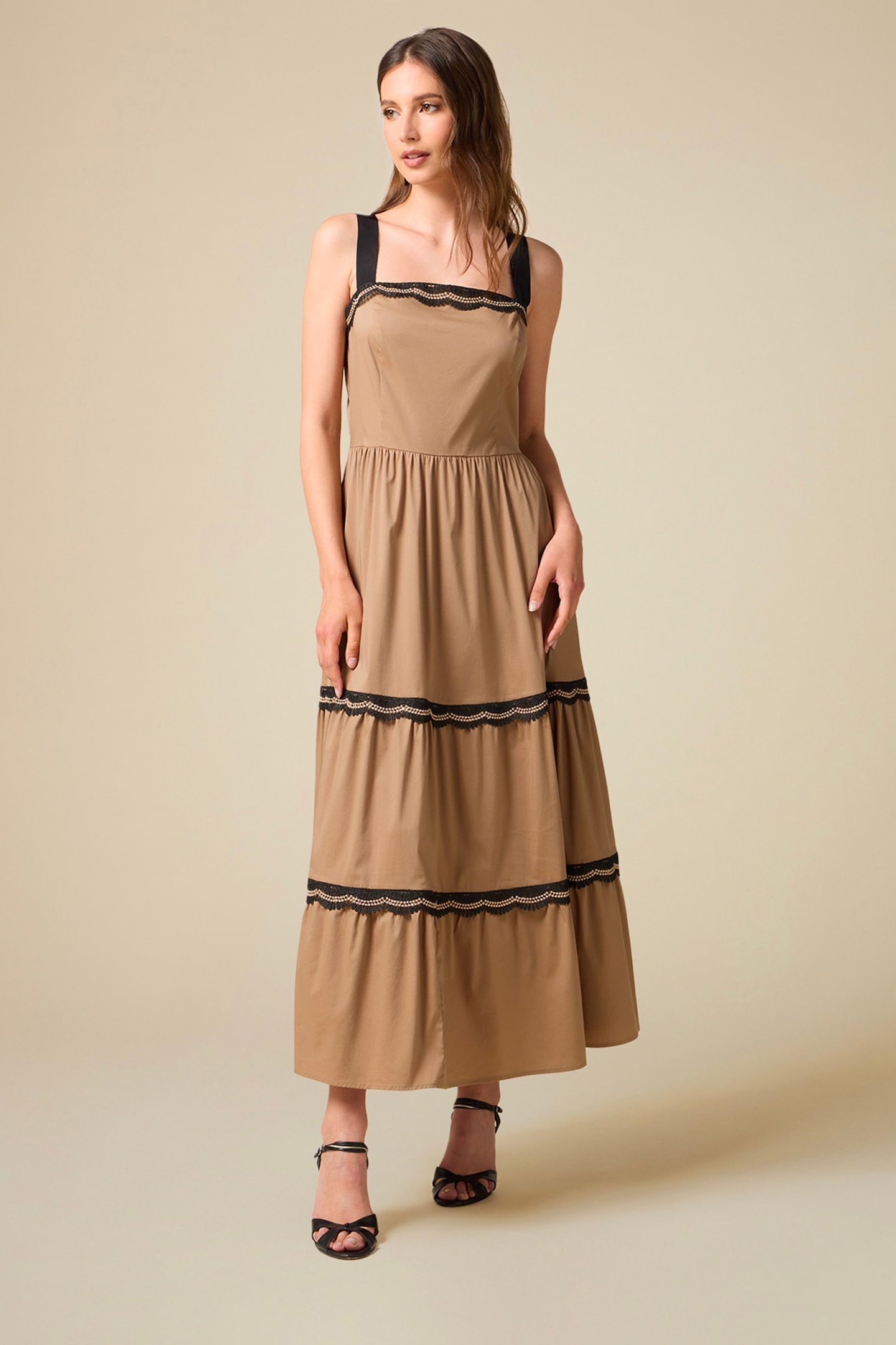 LONG DRESS WITH MACRAMÉ DETAILS NATURAL 1