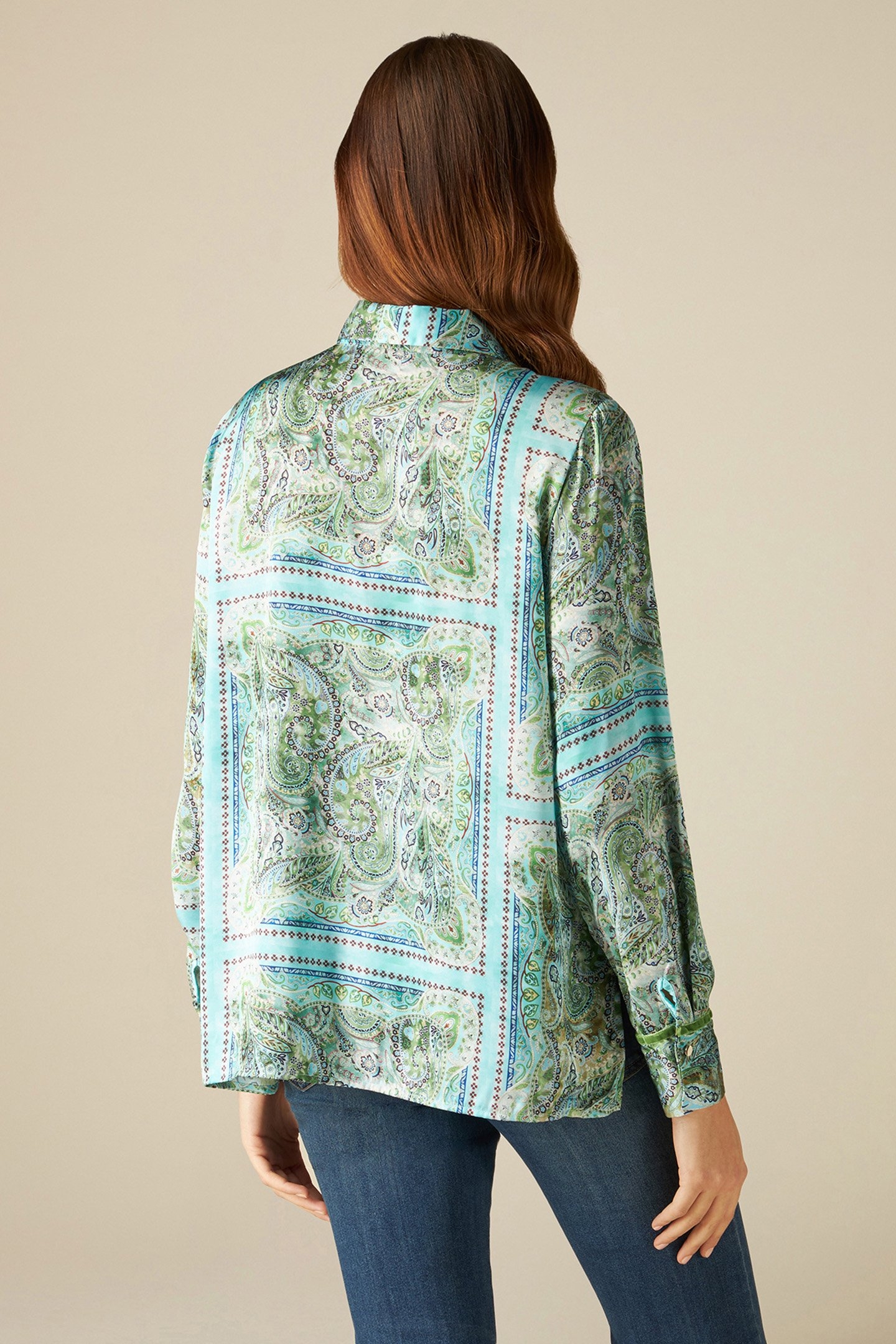 PATTERNED SATIN SHIRT GREEN 2