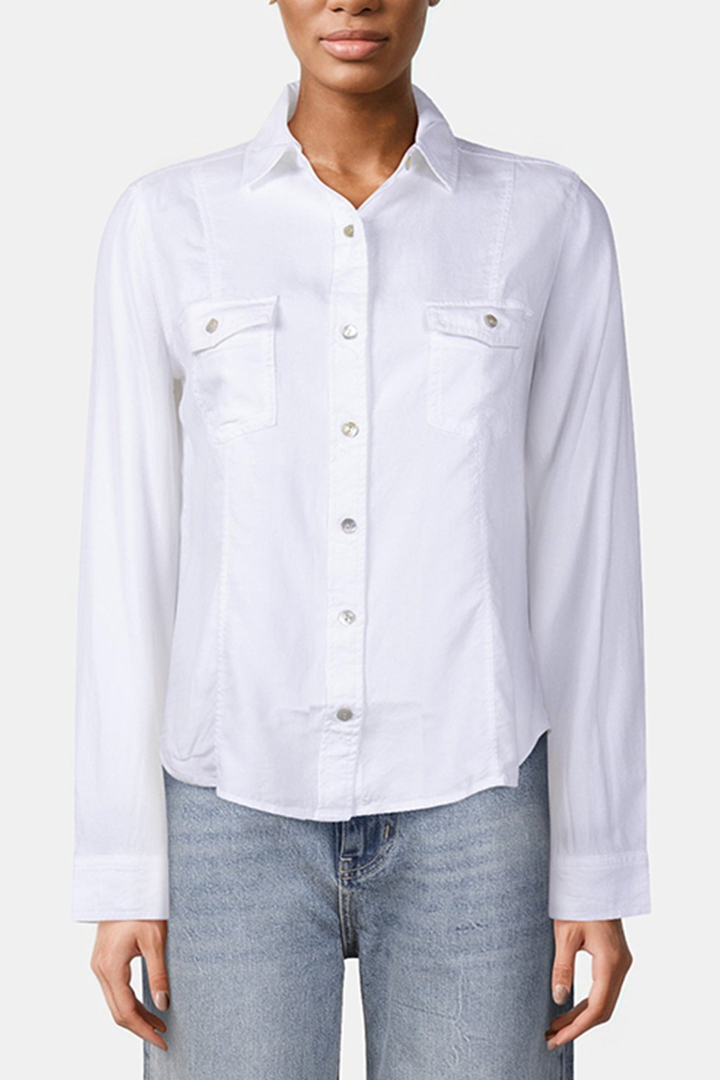 LONG SLEEVE SEAMED SHIRT WHITE 1