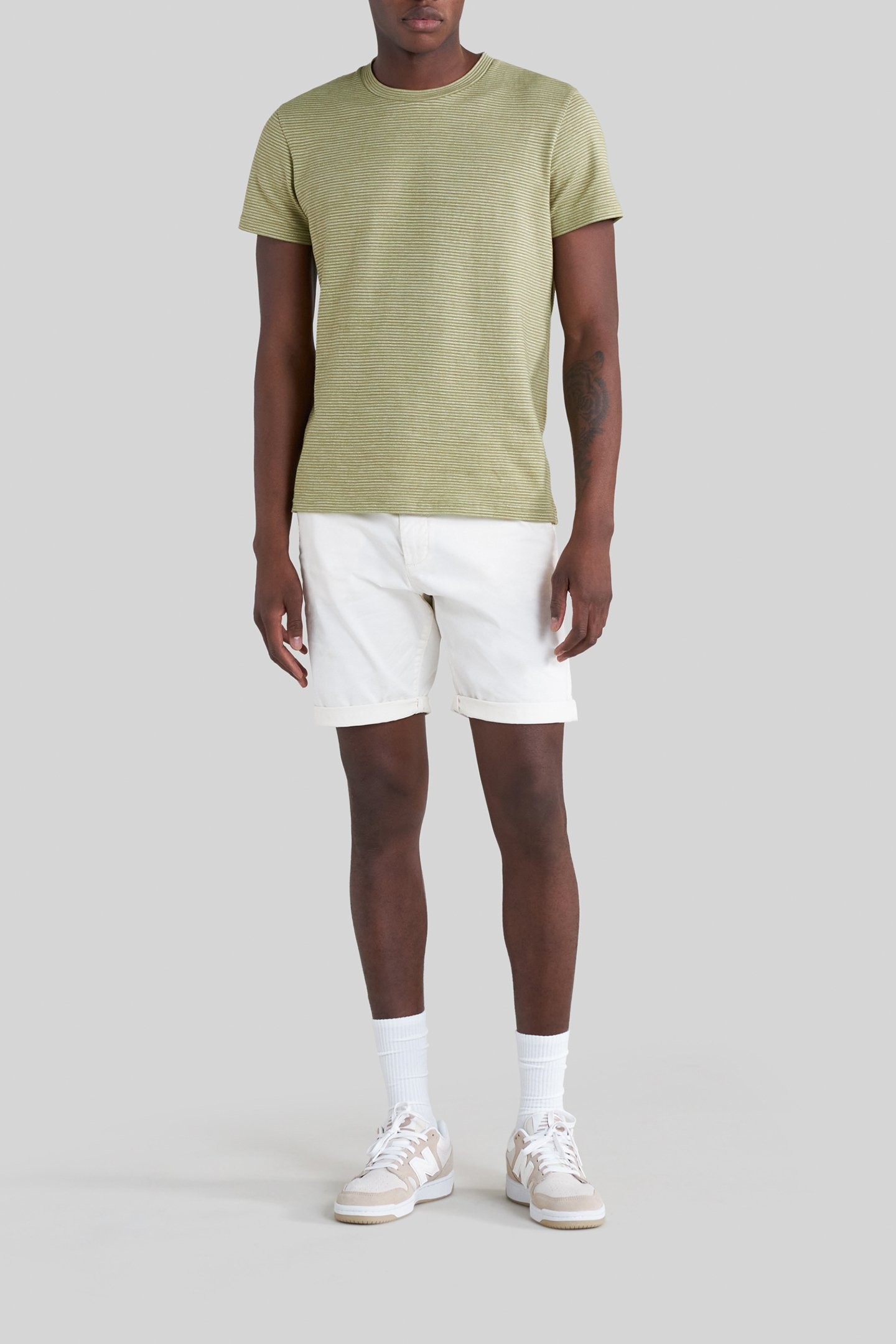 PISTACHIO ORGANIC COTTON THIN STRIPED T-SHIRT 3