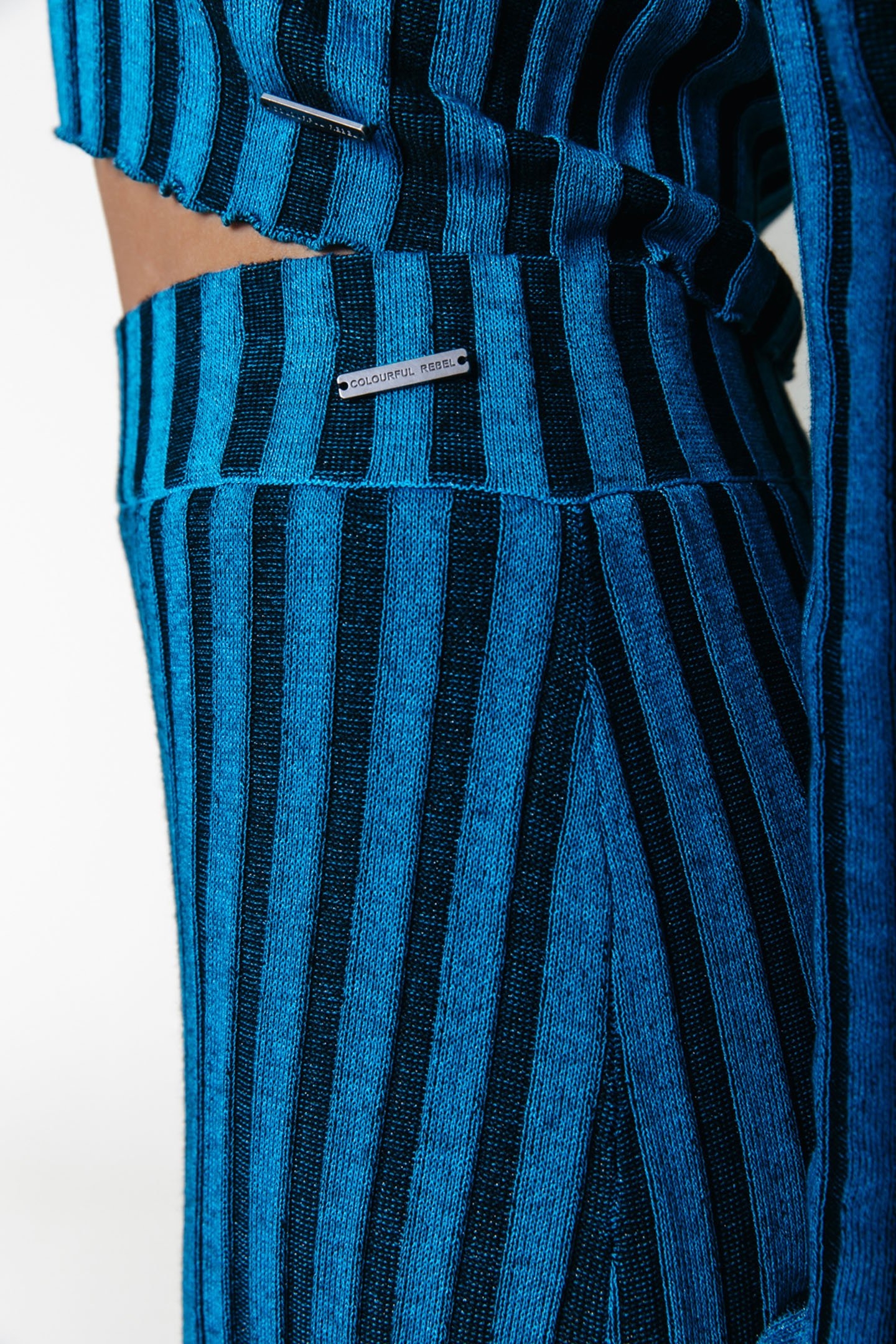 ORLA STRIPED GLITTER KNIT MIDI SKIRT LIGHT OCEAN BLUE 3