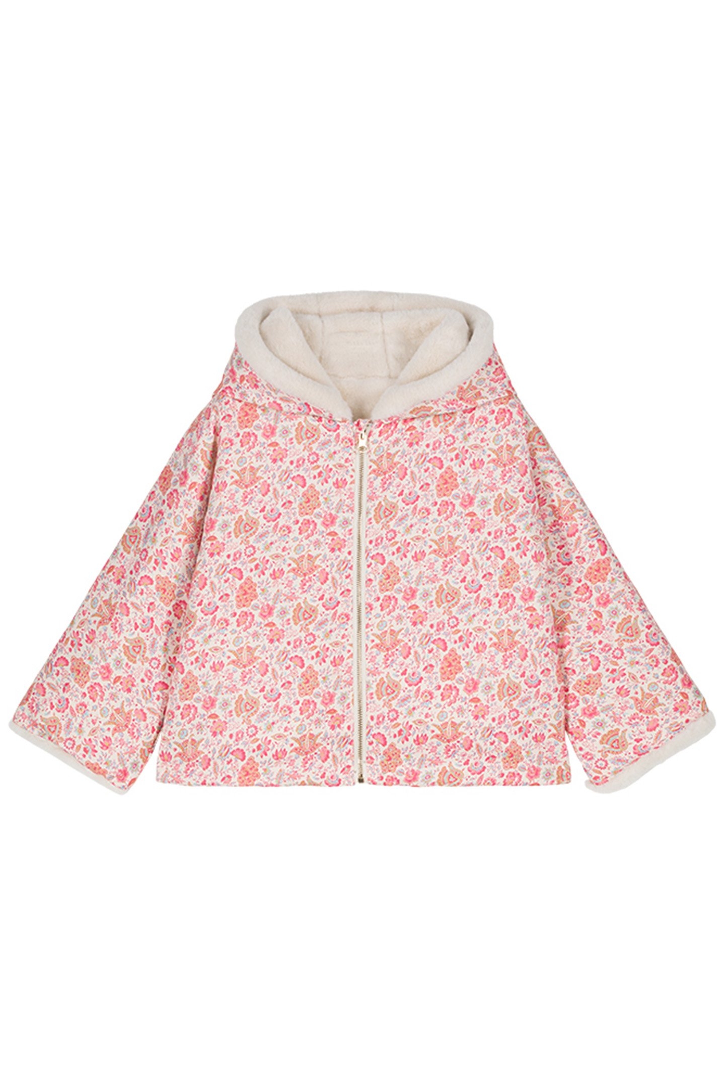 REVERSIBLE COAT FELVET CREAM FLOWER FIELDS 2