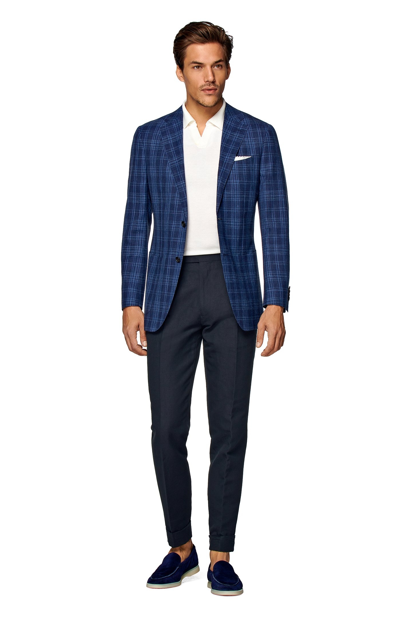 MID BLUE CHECKED TAILORED FIT HAVANA BLAZER MID BLUE 3