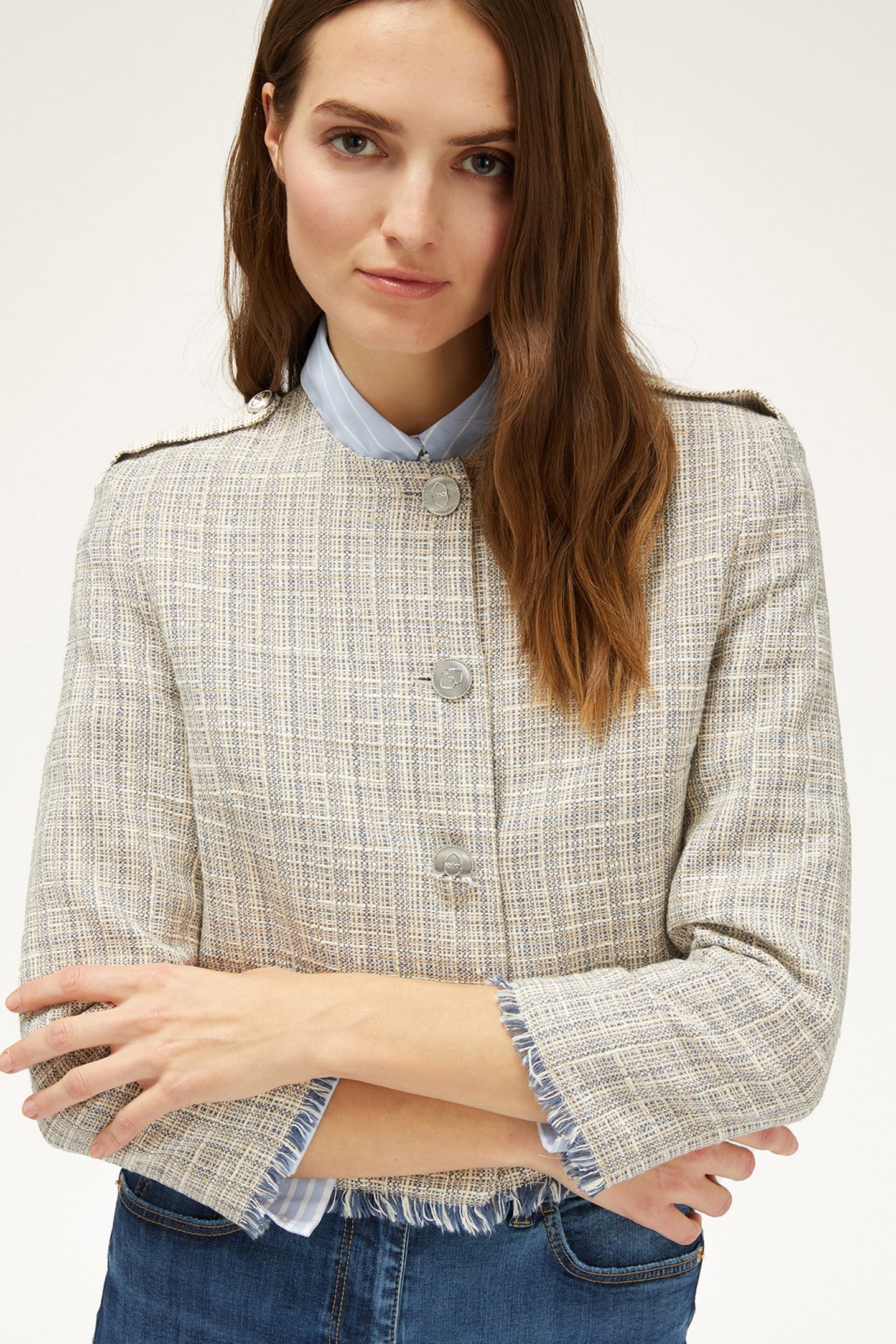 SHORT LUREX TWEED JACKET BLUE 4