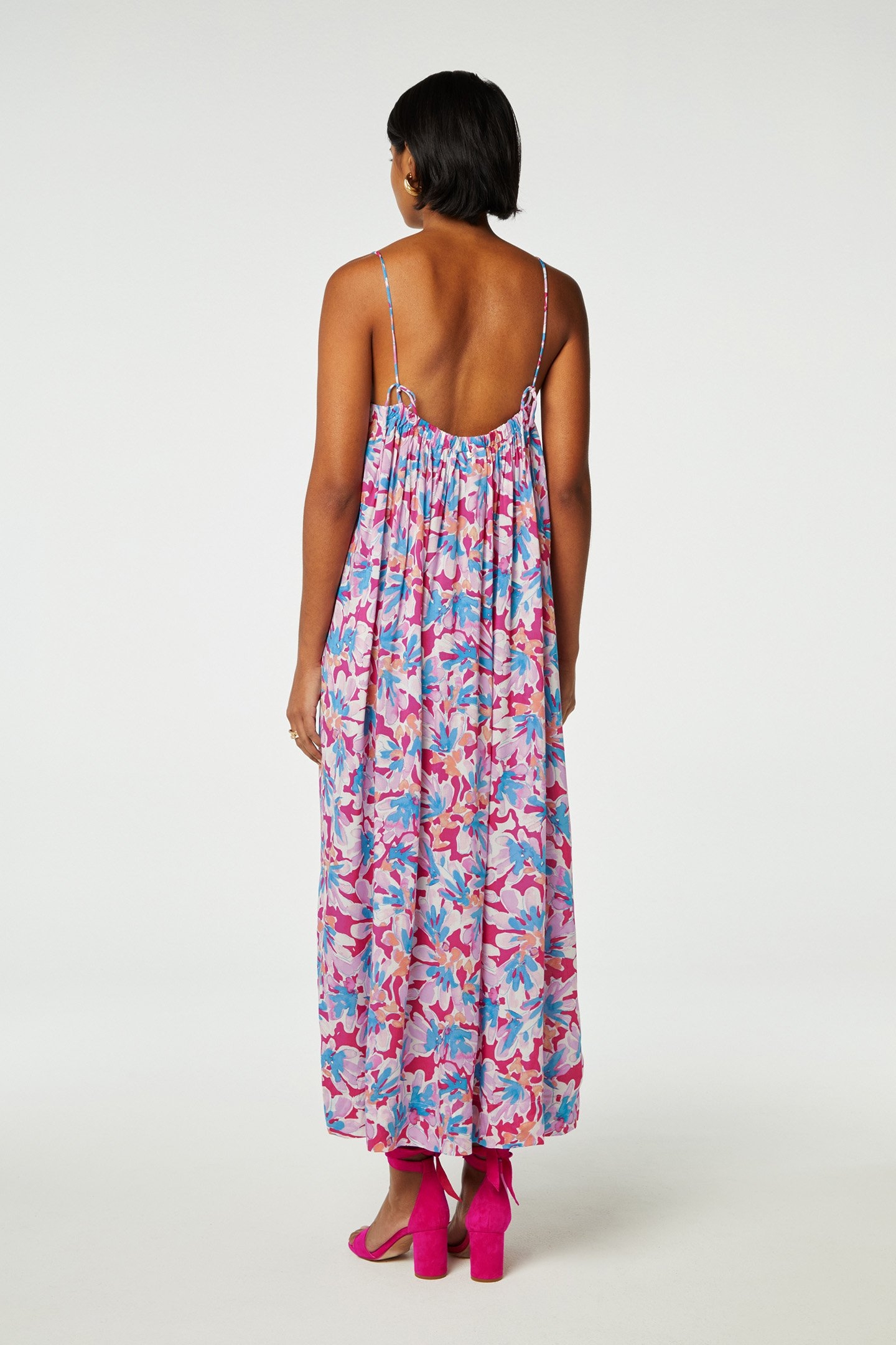 LEANNA DRESS AZURE BLUE/HOT PINK 2