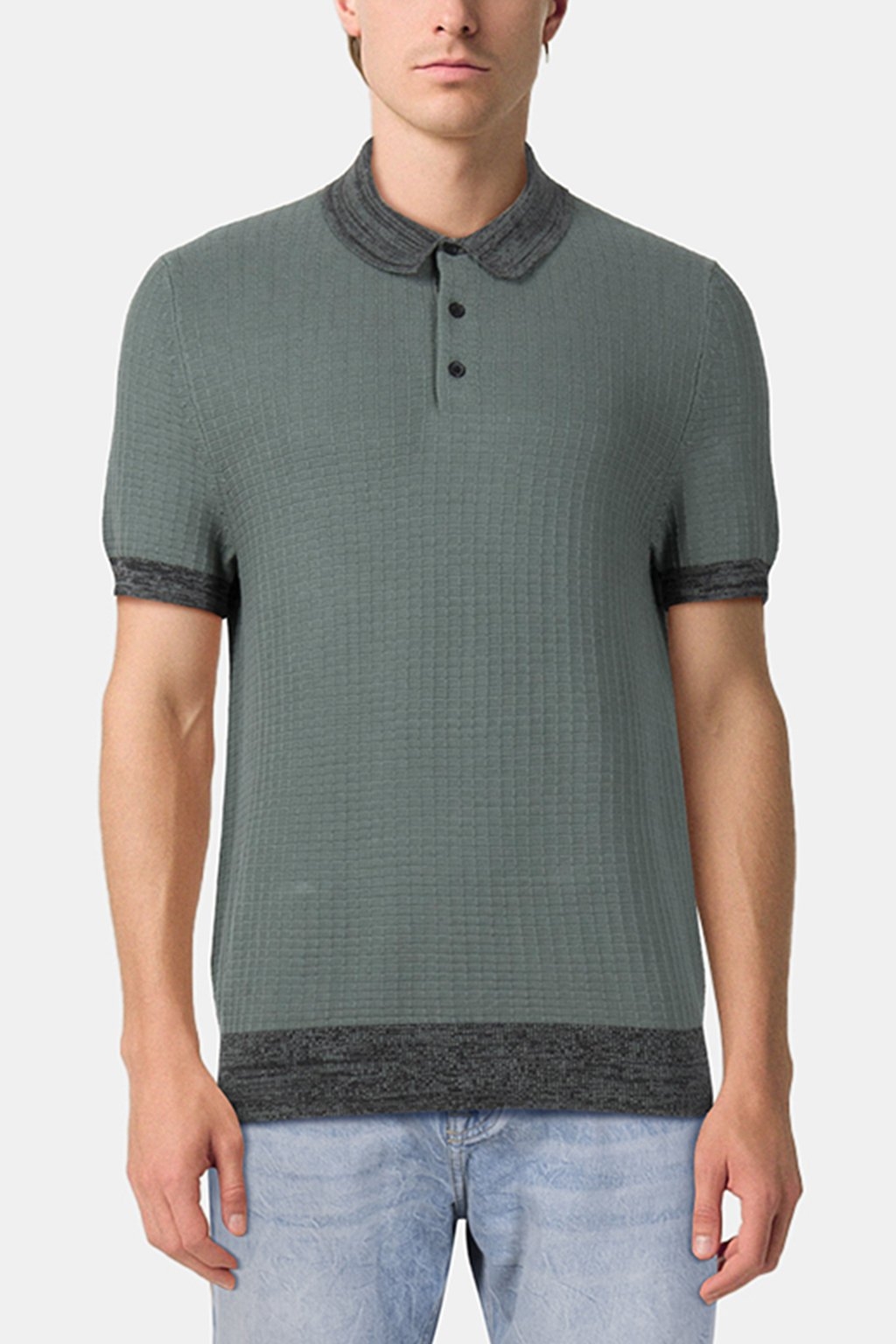 MARLED RIB SWEATER SS POLO KHAKI GREEN 1