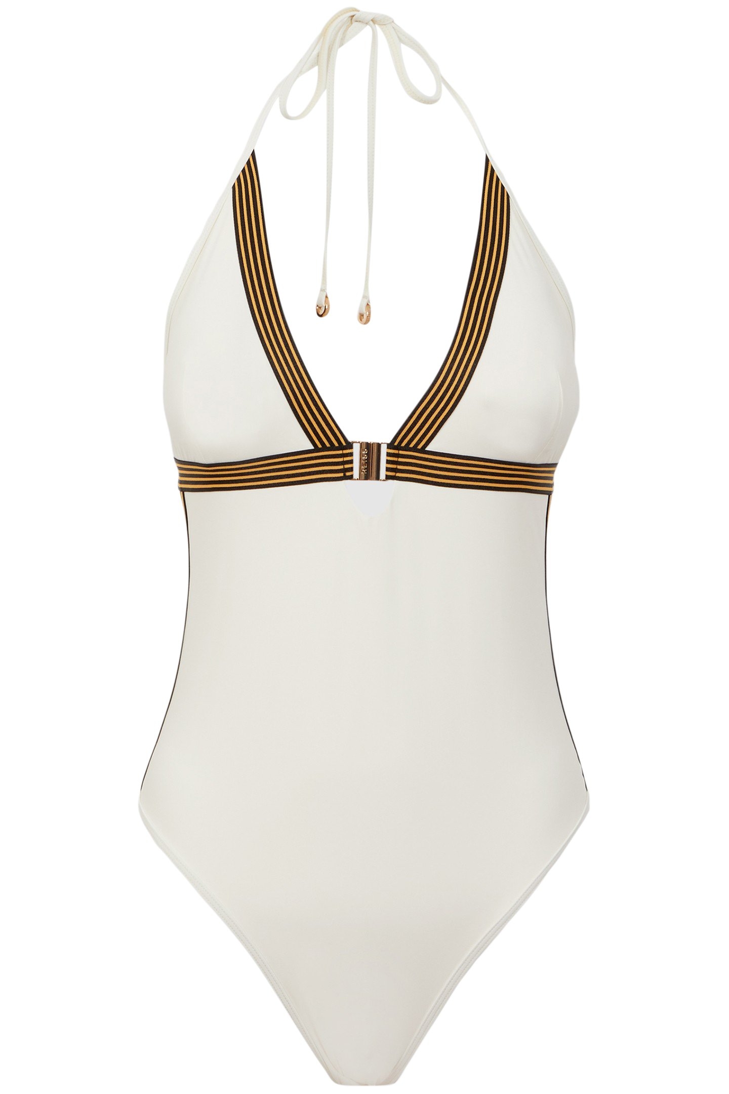 ELASTIC TRIM SWIMSUIT WHITE 4