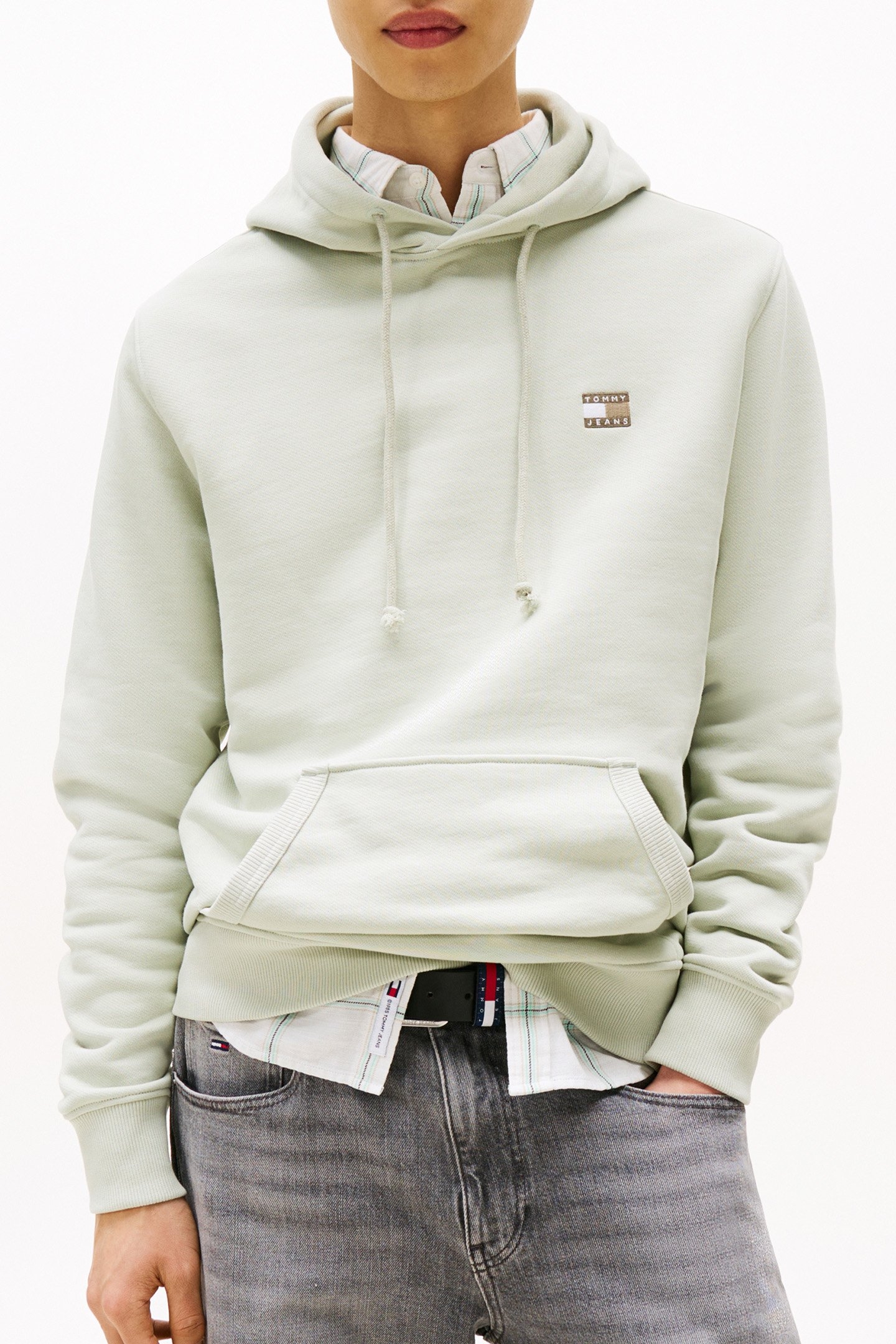 TJM REG BADGE RELAXED FIT HOODIE MISTY SAGE TONAL 1