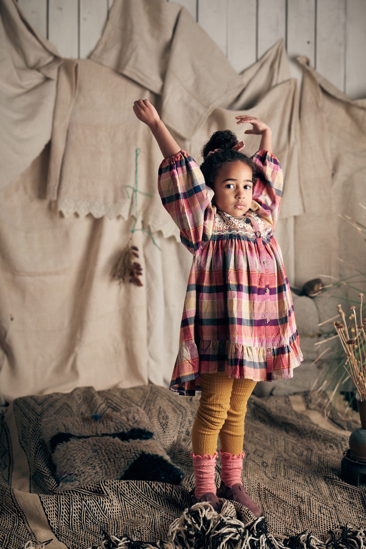 DRESS MASSILIA FUCHSIA TARTAN ROADS 1