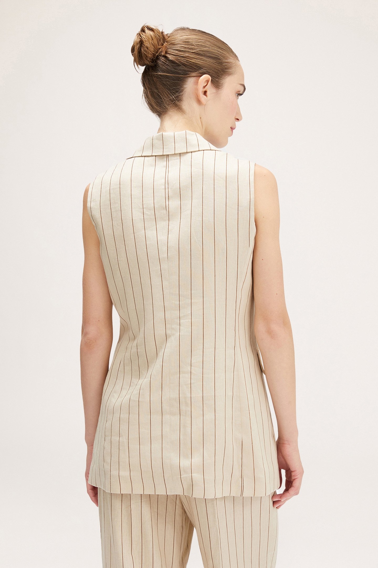 LONG PINSTRIPED WAISTCOAT NATURAL 2