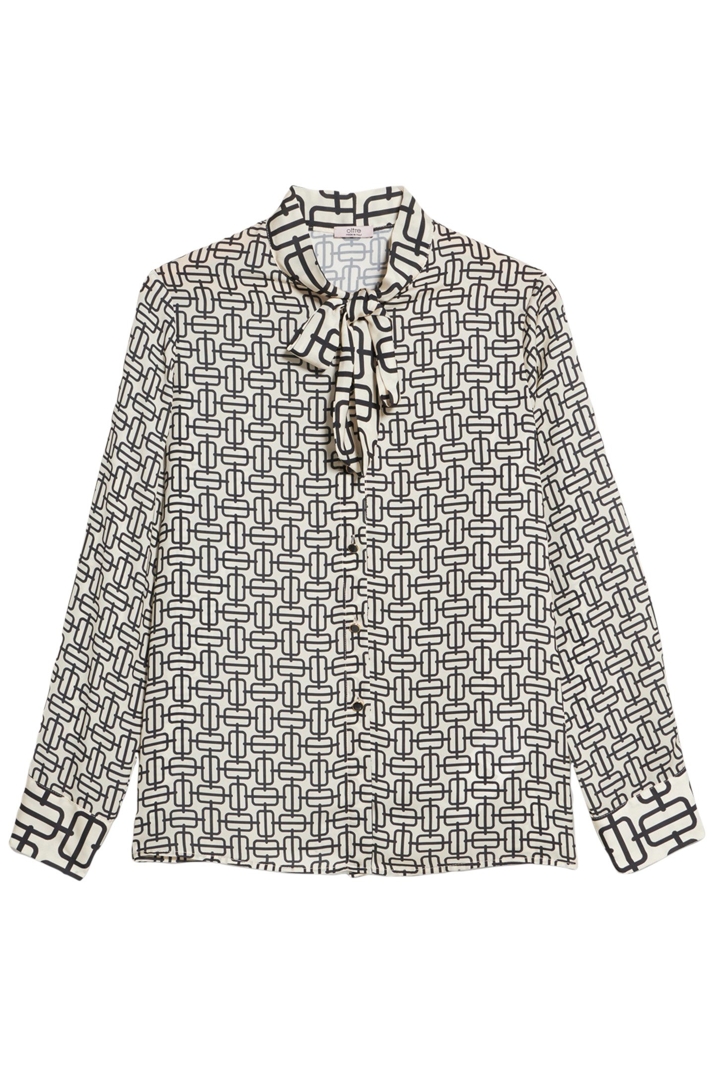 OPTICAL SATIN SHIRT WITH BOW WHITE 3