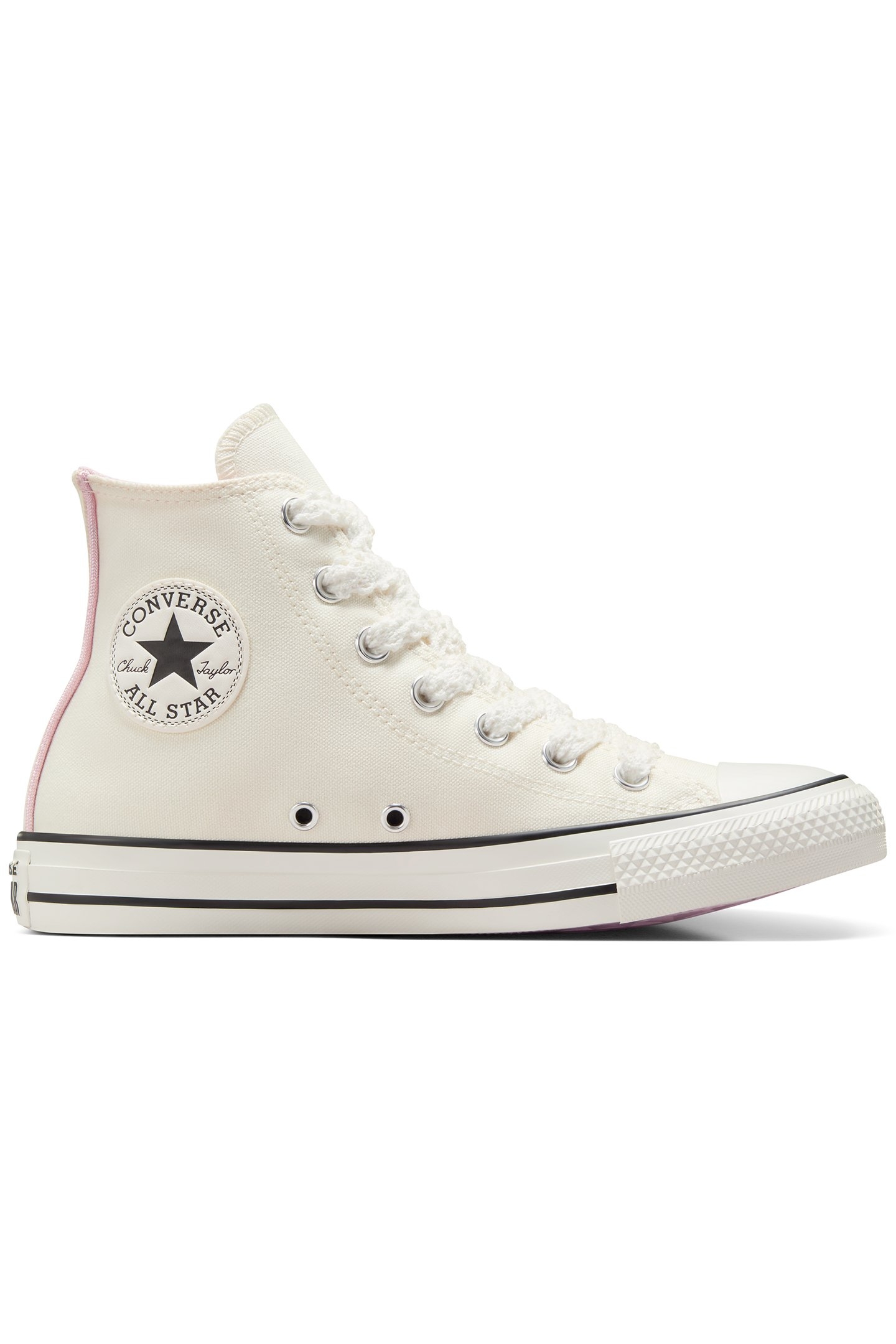 CHUCK TAYLOR ALL STAR CROCHET LACES EGRET/SUMMIT PINK/BLACK 1