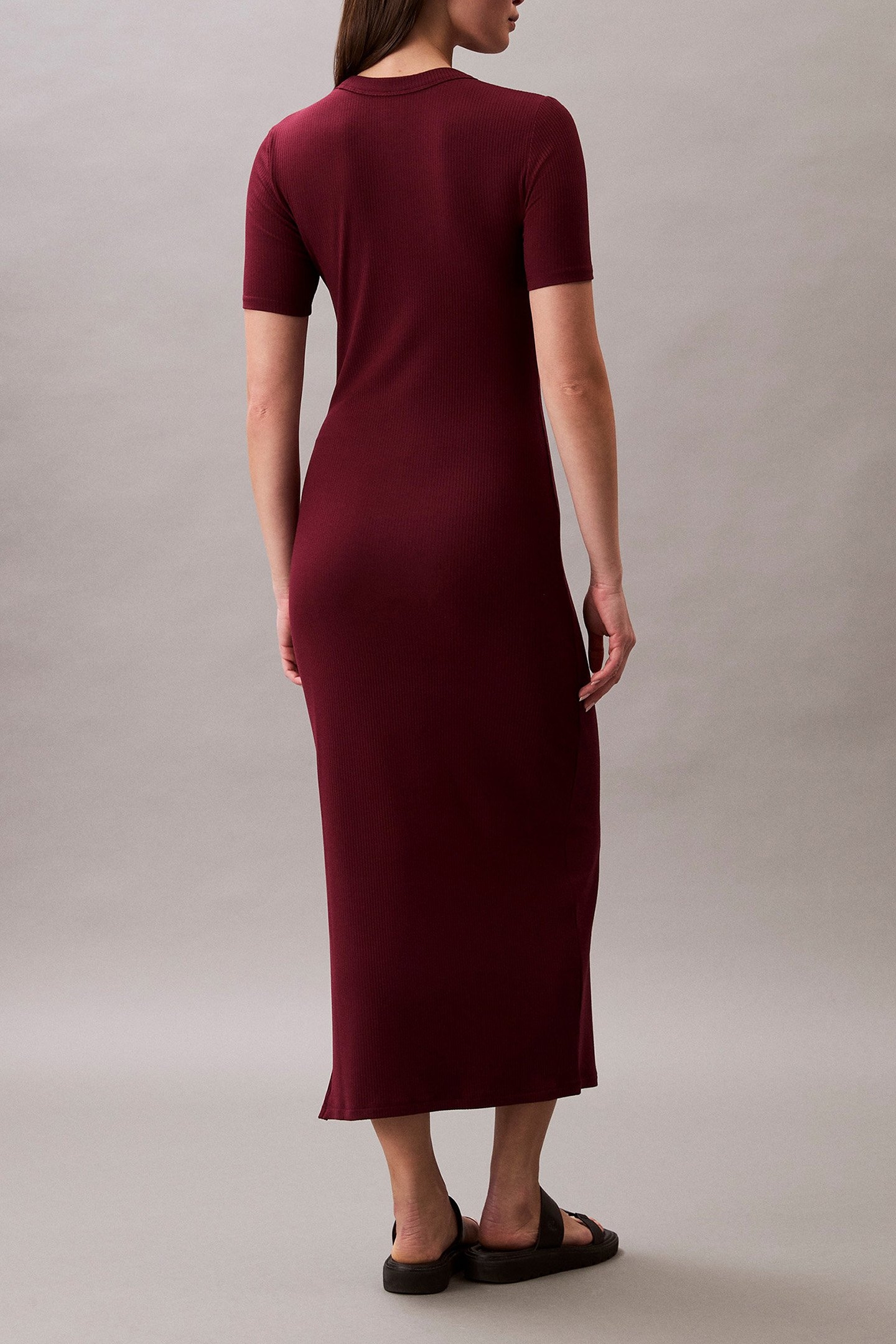 MODAL RIB SS DRESS DEEP ROUGE 2