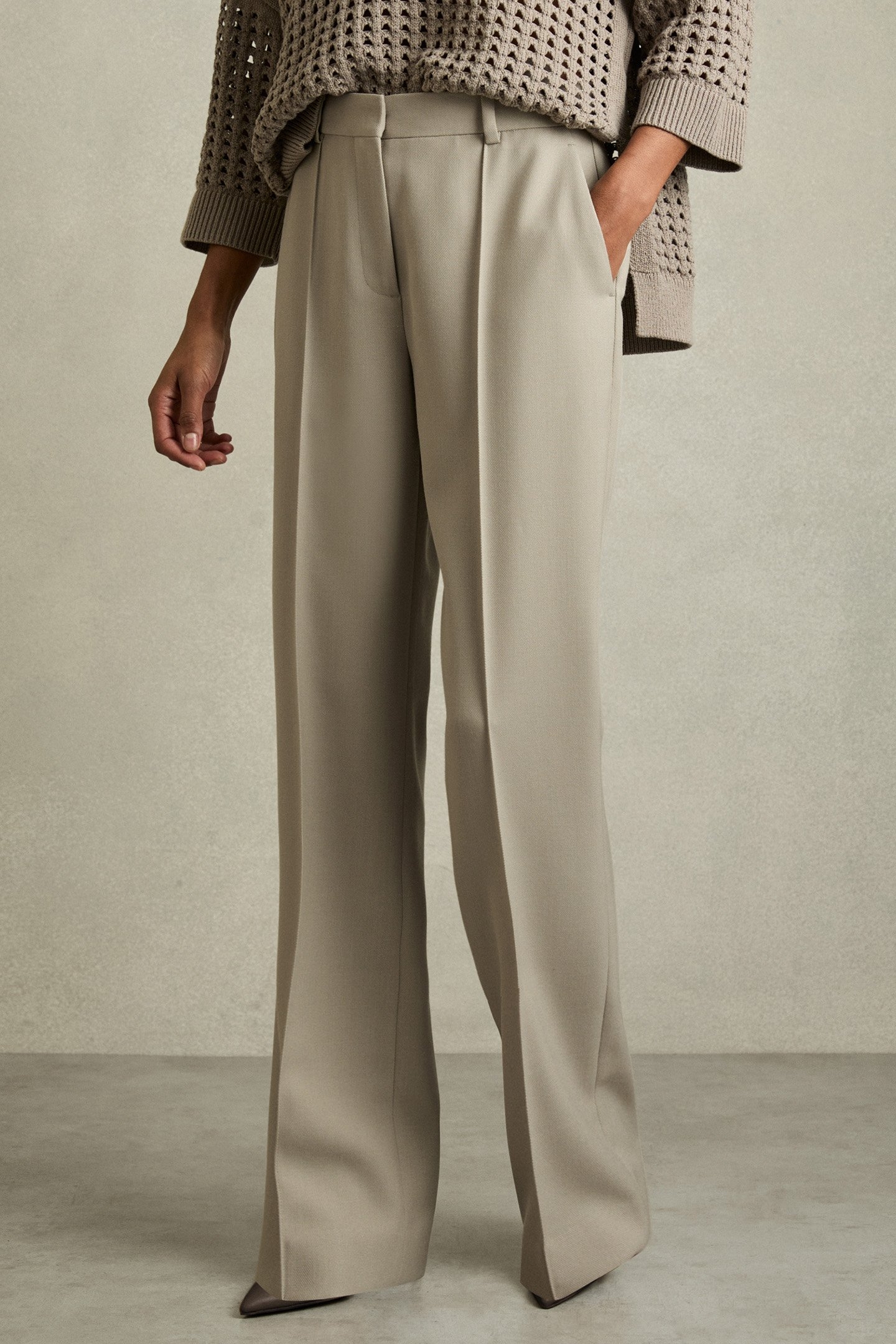 BRITTANY TEXTURED STRAIGHT LEG TROUSER NEUTRAL 1