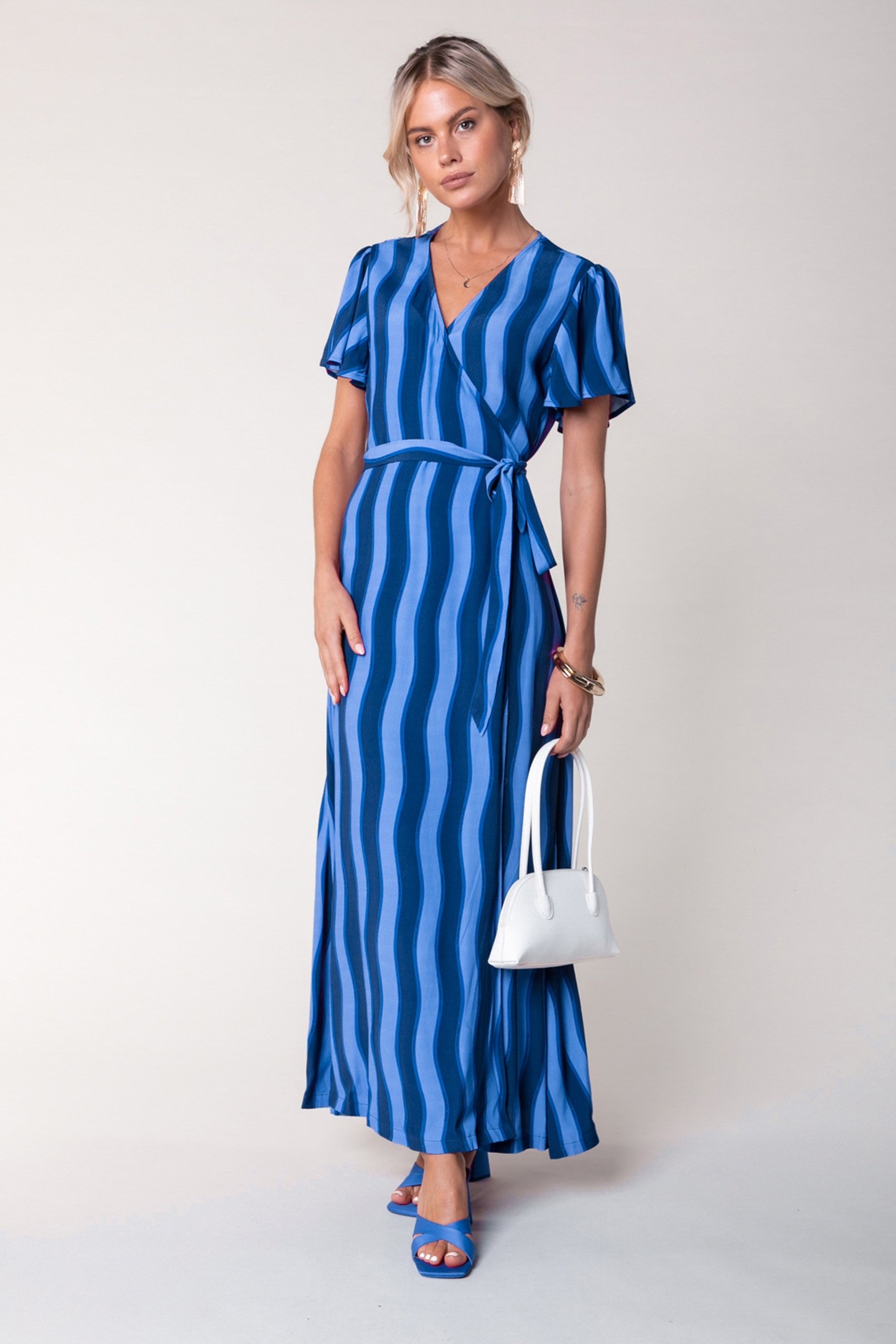 AVA STRIPES REAL WRAP MAXI DRESS SS BLUE 1