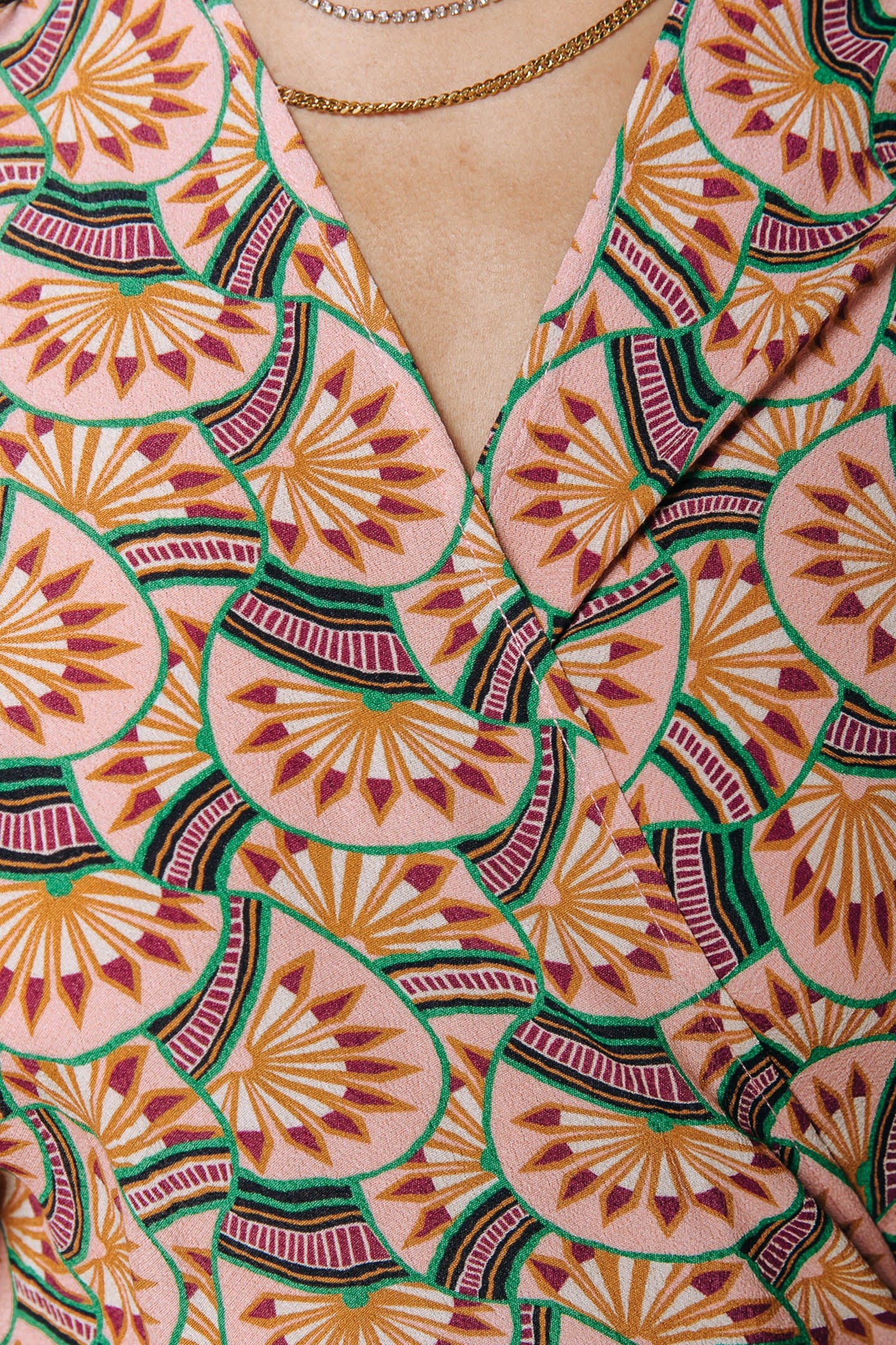 ALICE GRAPHIC FAN MAXI WRAP DRESS OLD PINK 4