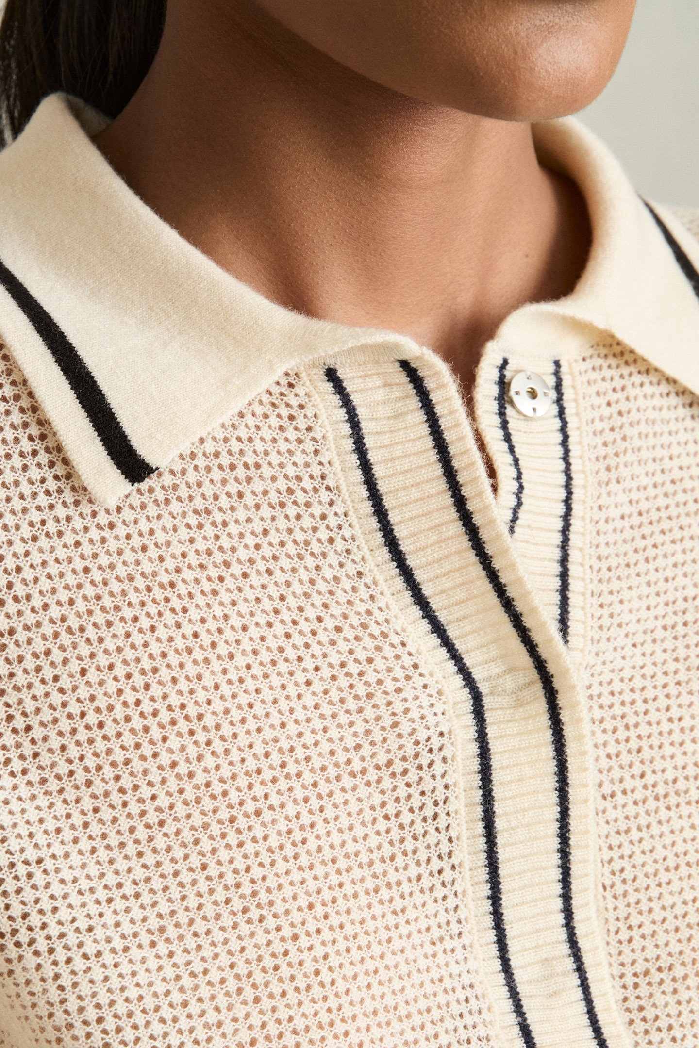 CECE TIPPED POLO NEUTRAL 5