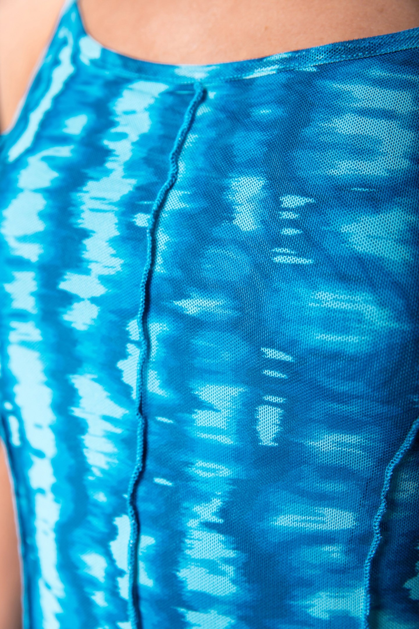 CAIA TIE DYE MESH MAXI DRESS SL LIGHT TURQUOISE 3