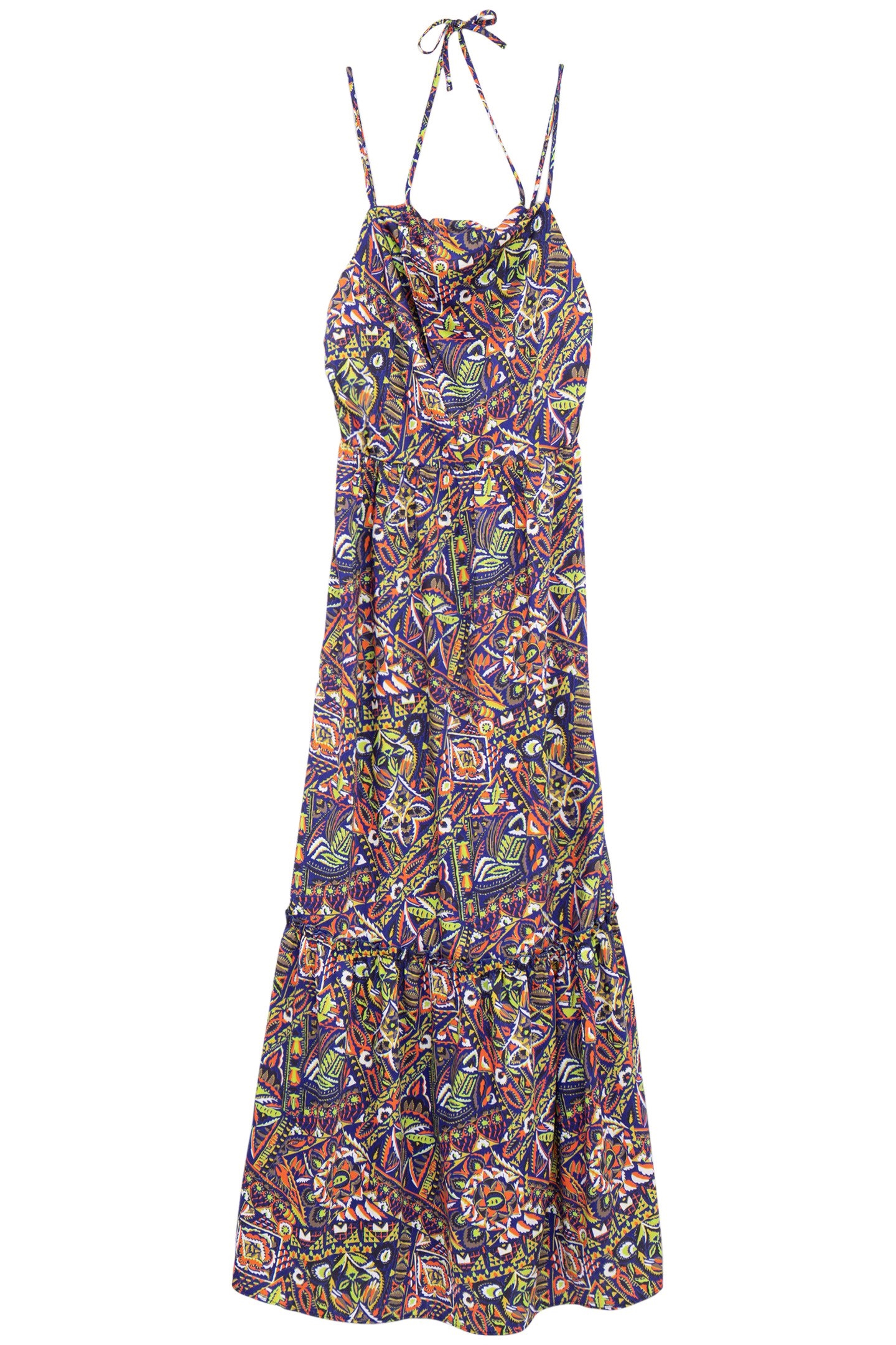 BLUE RECYCLED POLYESTER ETHNIC GRAPHIC DRESS 3