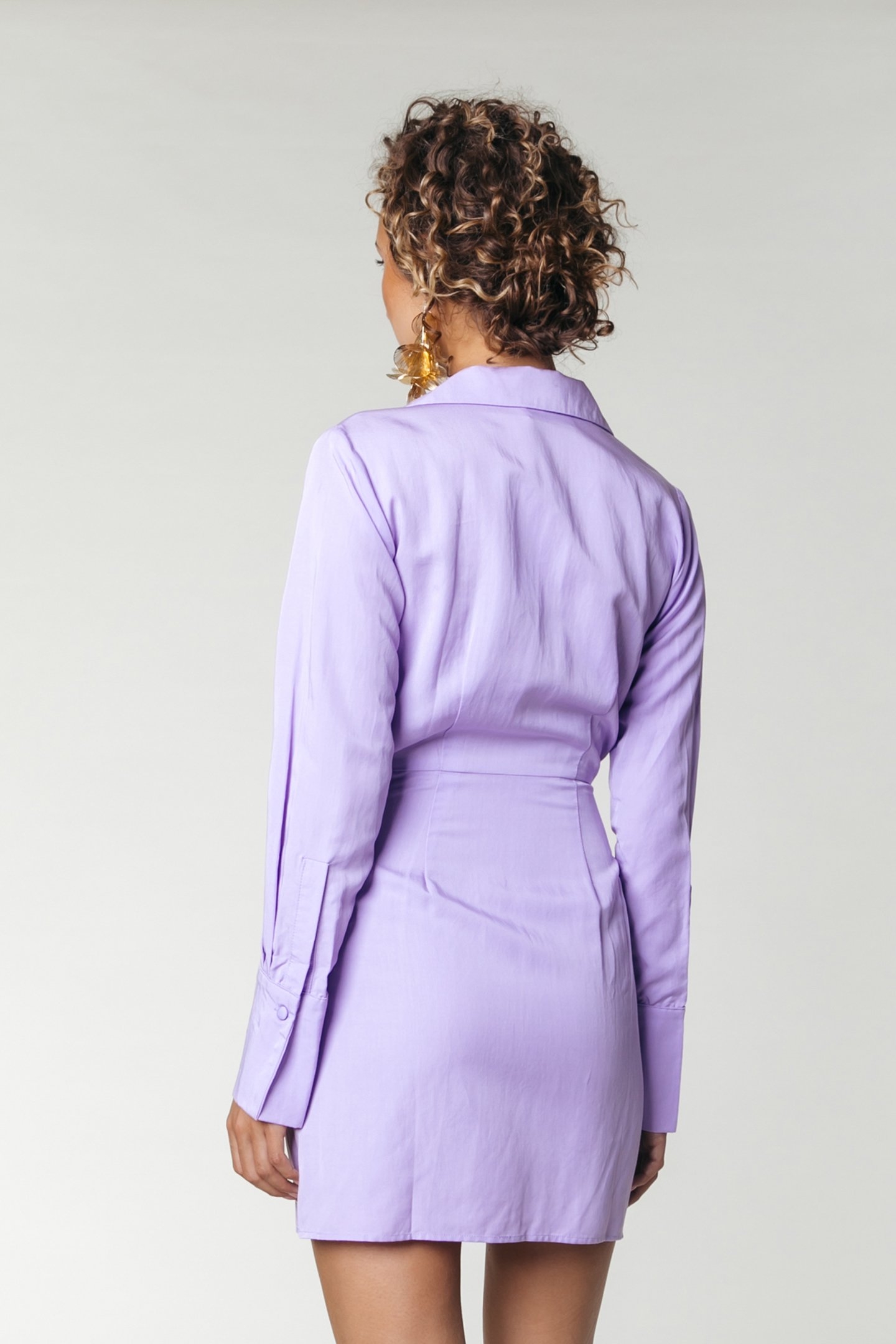 RUNA UNI FAKE WRAP DRESS LS PASTEL LILAC 2