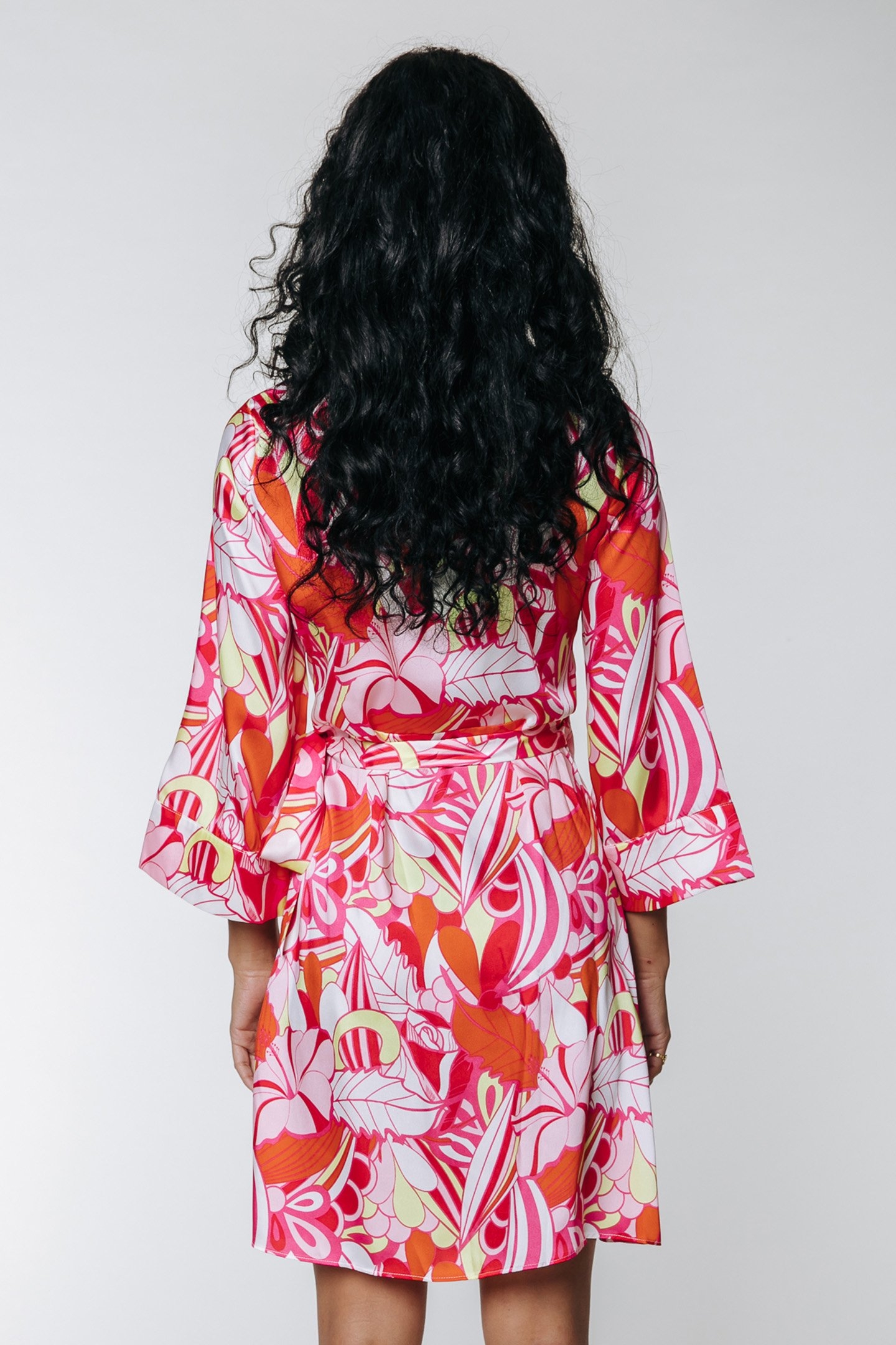 DUSTY BIG FLOWER REAL WRAP MINI DRESS MULTICOLOR 2