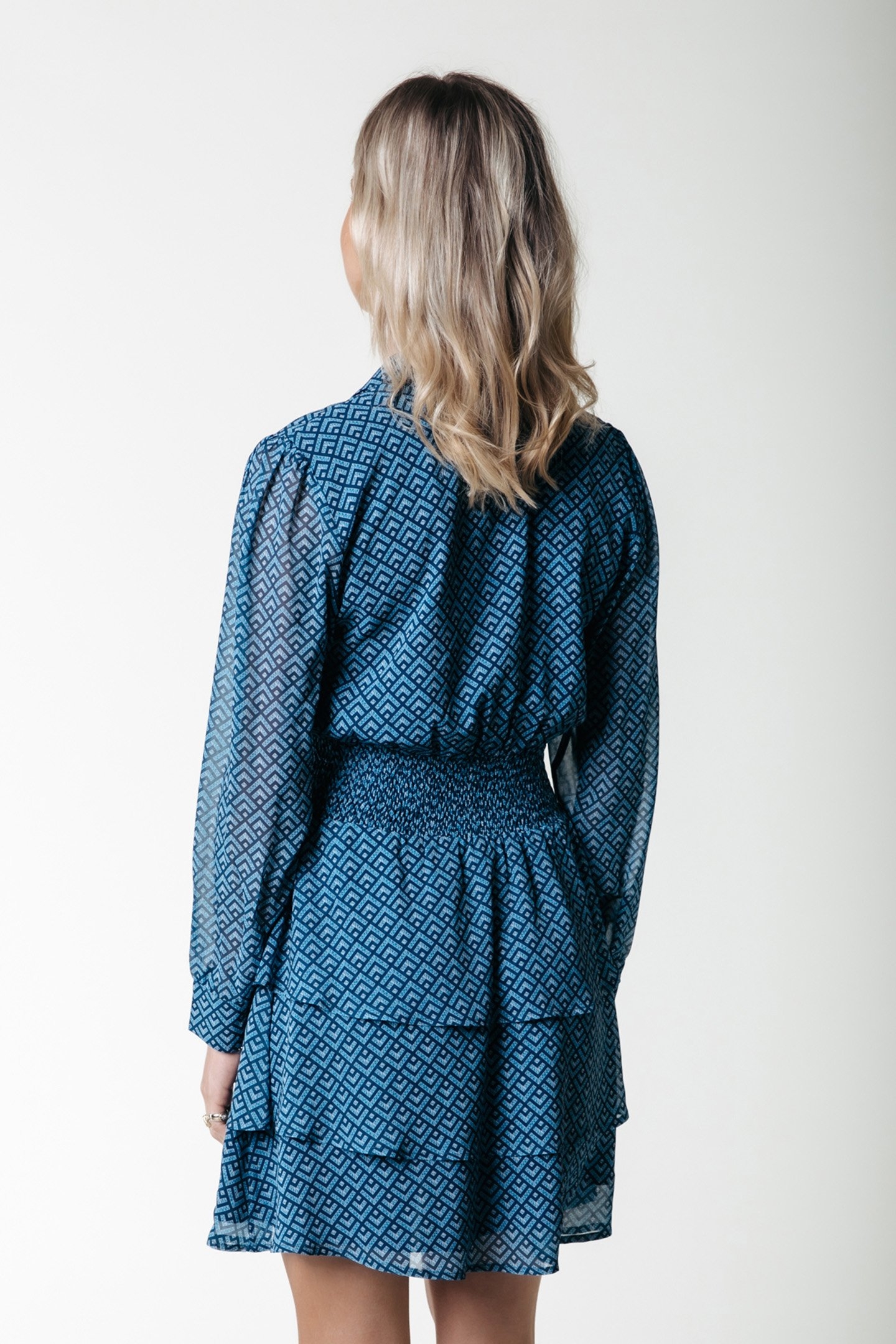 SACHA SMALL GEO SHIRT DRESS LS DARK PETROL 2