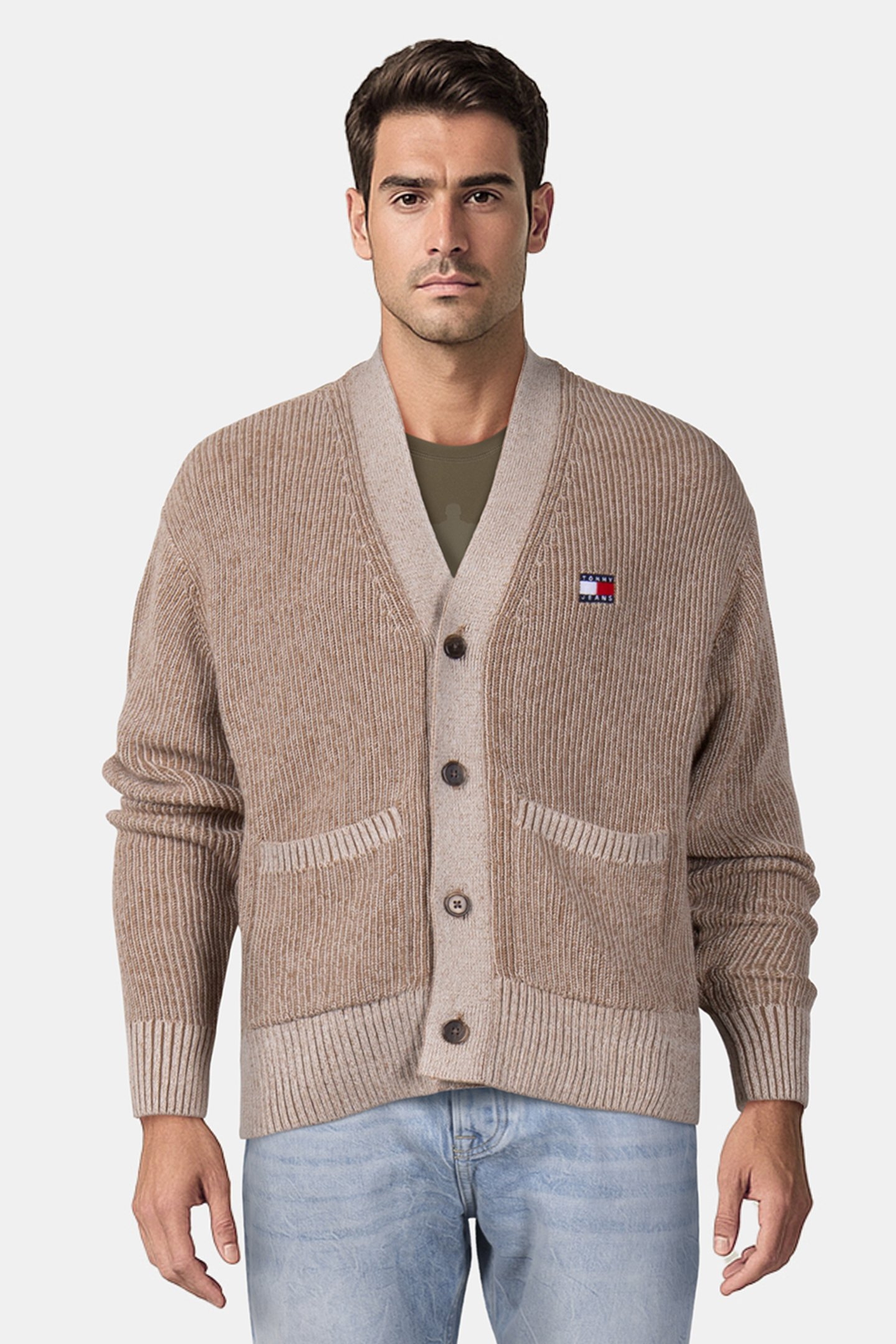 TJM RLX BADGE KNITTE RELAXED FIT SWEATER IN BRAUN 1