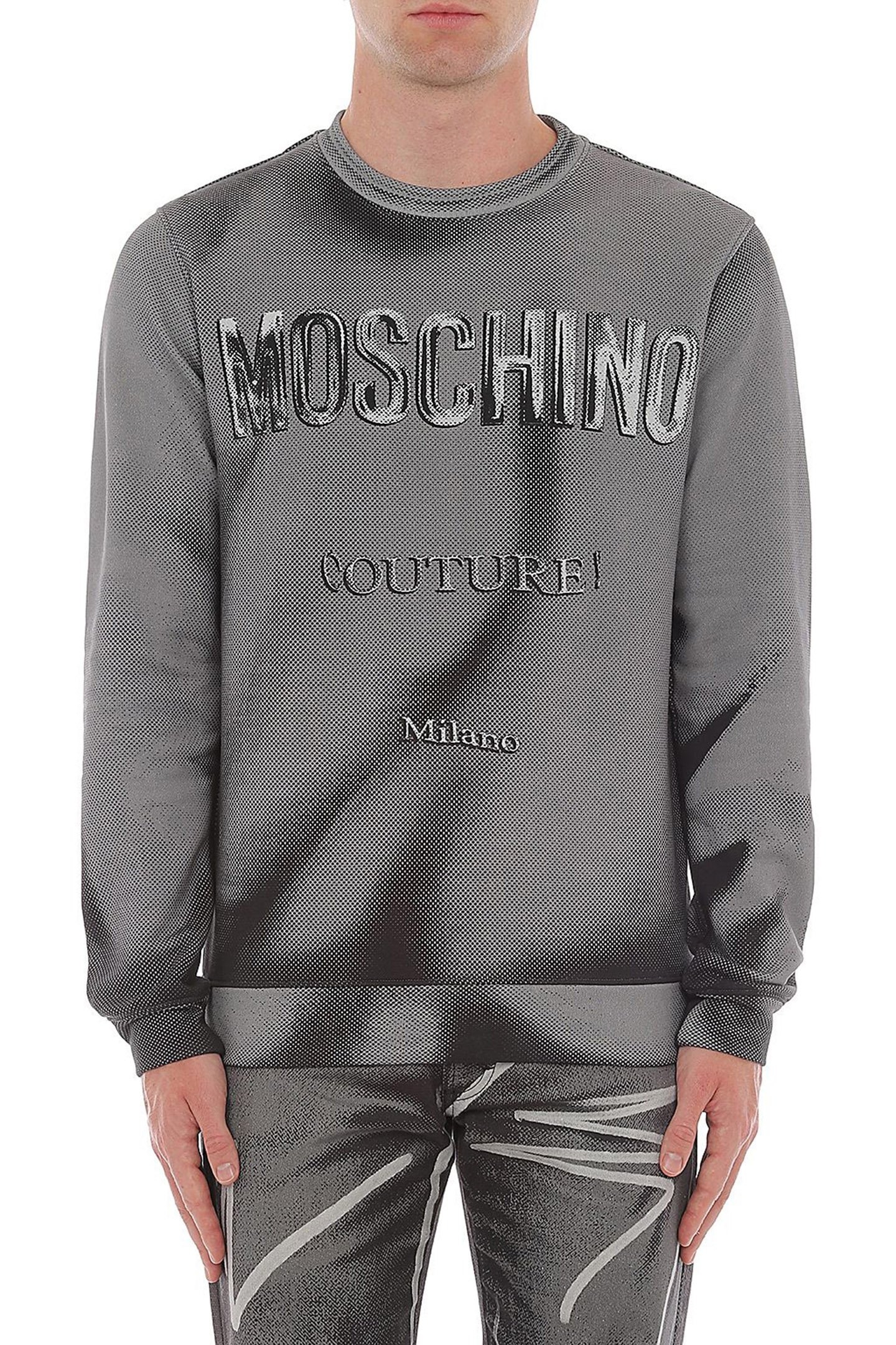 COTTON SWEATSHIRT SHADOWS PRINT GREY 1