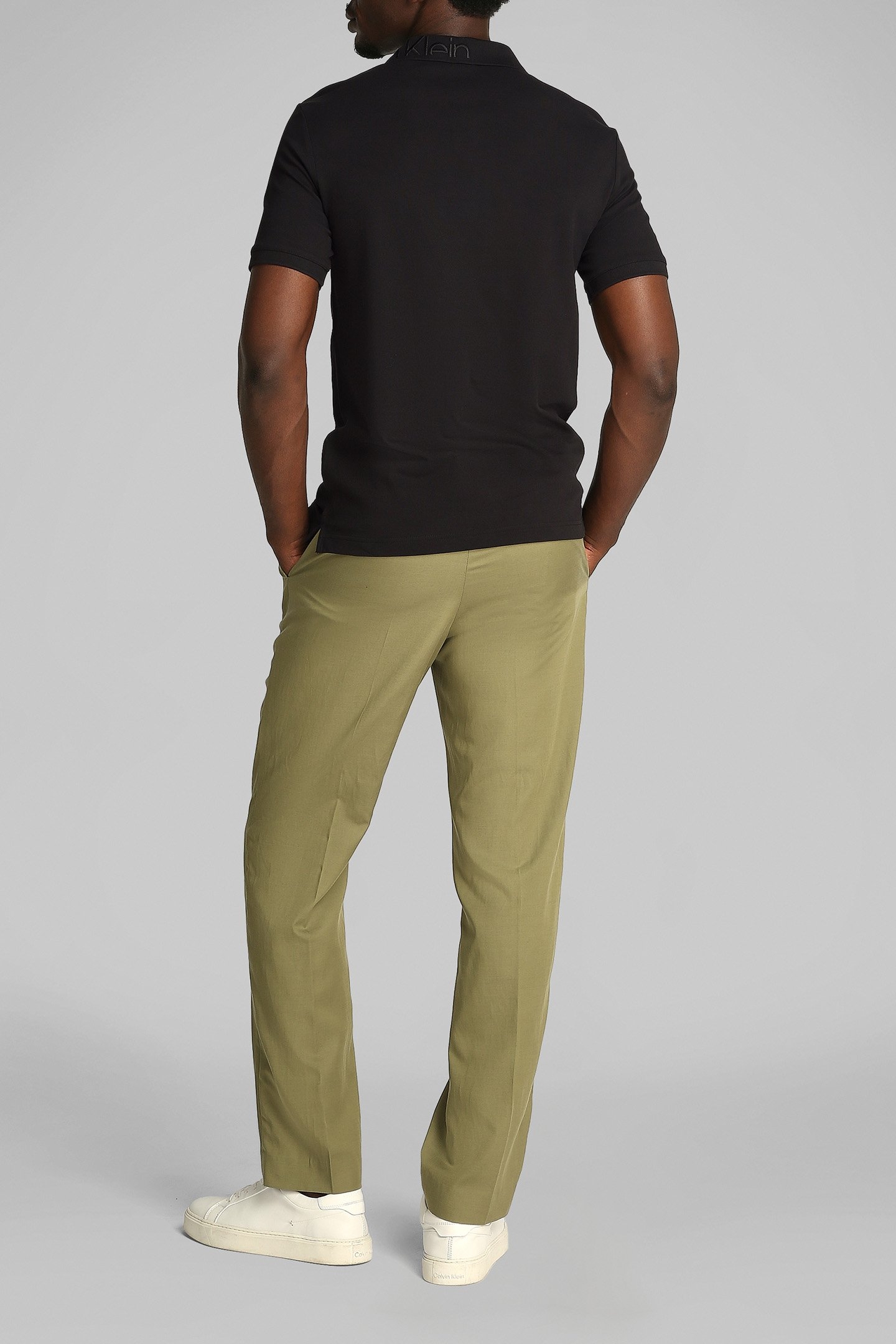 STRETCH PIQUE LOGO CK SLIM FIT POLO, BLACK 3