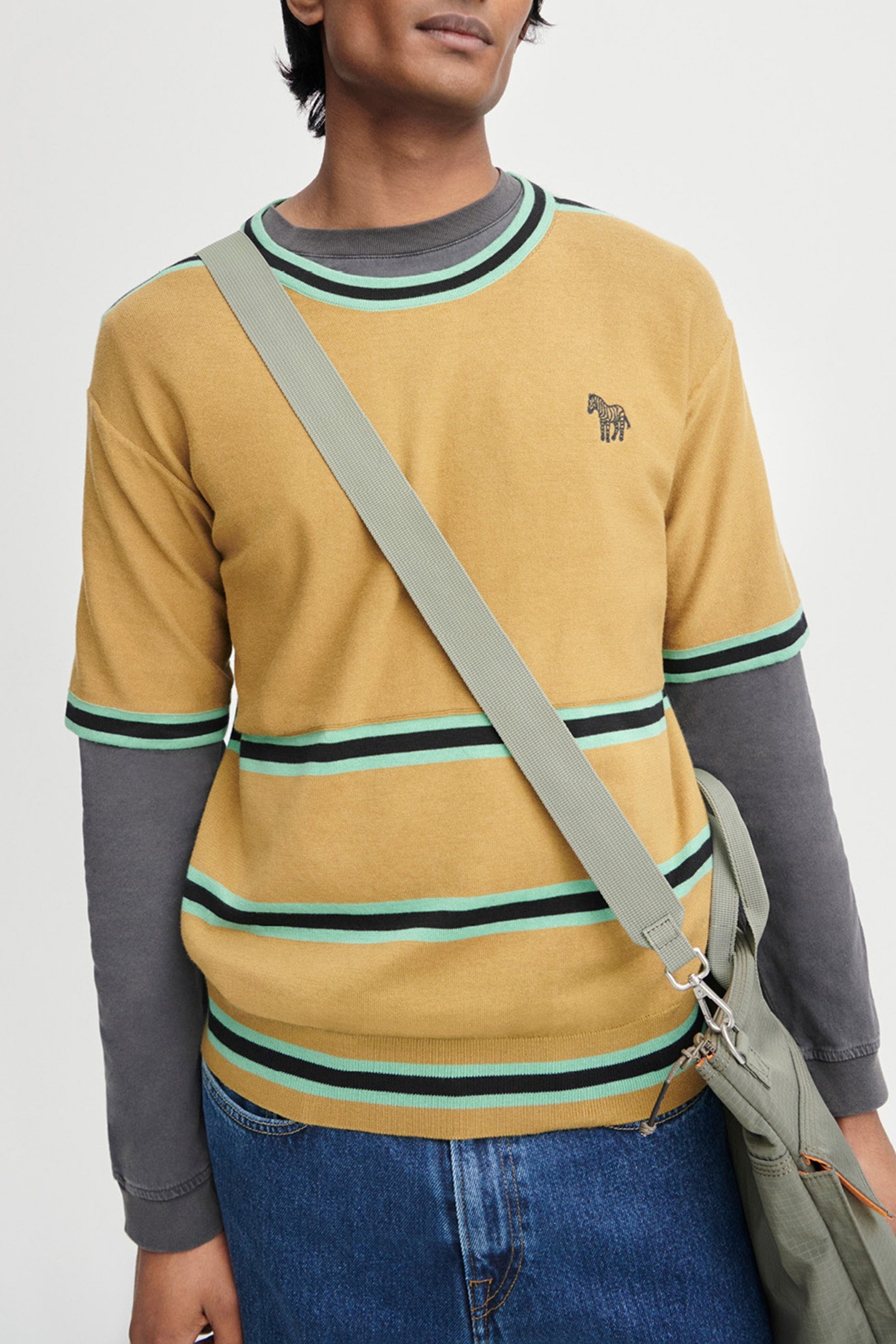 MENS SWEATER SS T SHIRT ZEB EMB KHAKI 6